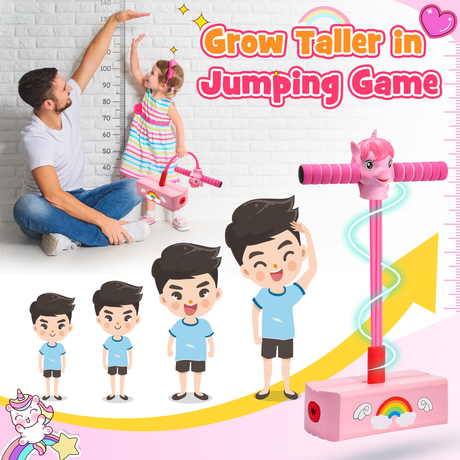**CUUGO LET'S GO! Kids Foam Pogo Stick Jumper - Safe & Fun Outdoor/Indoor Toy for Boys & Girls Ages 3-12 | Promotes Exercise & Growth | Perfect Gift for Christmas, Birthdays & Stocking Stuffers | Great for Playtime, Backyard Fun & Active Kids**