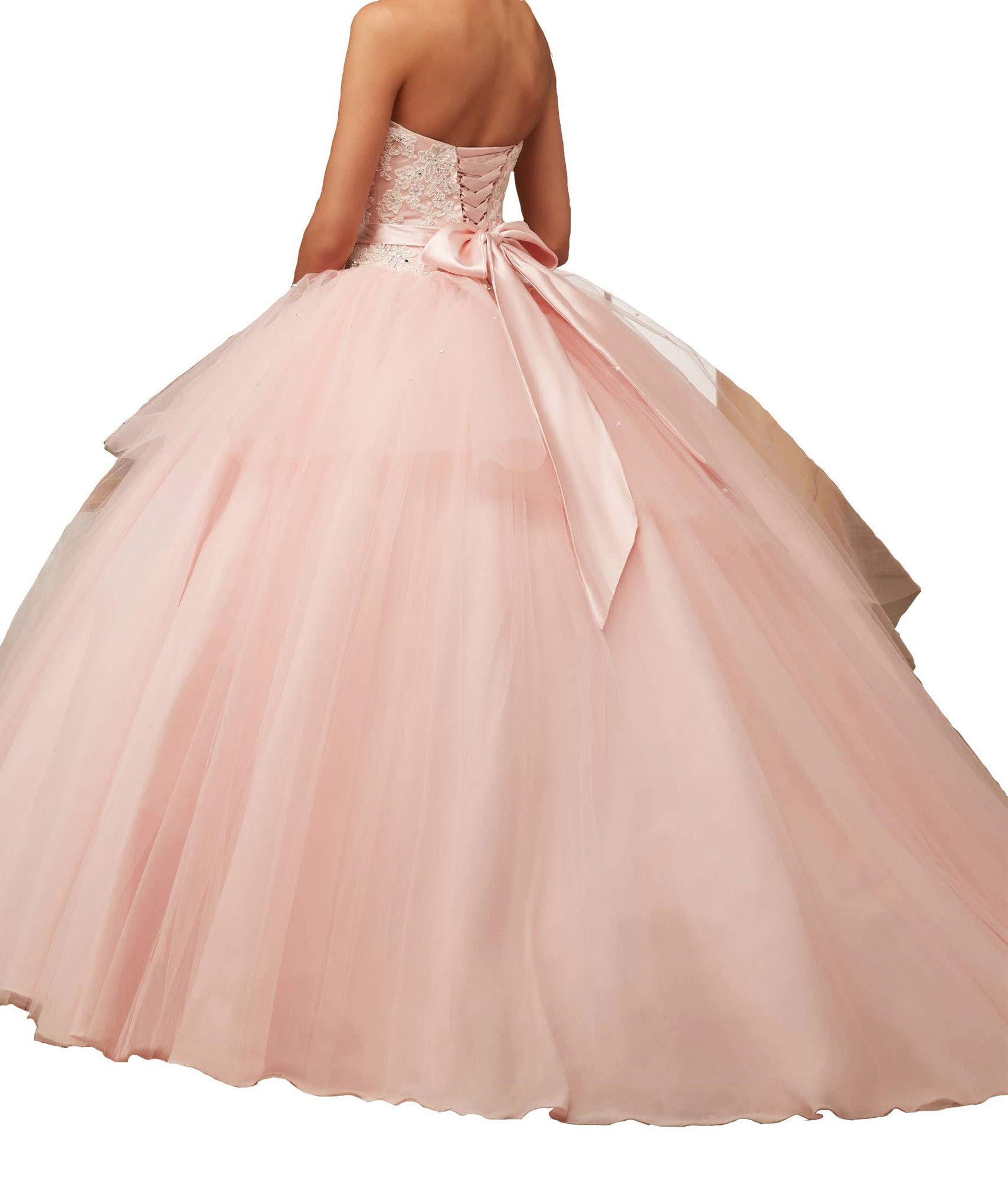 Emmani Women's Sweetheart Lace Applique Quinceañera Prom Dress - Beaded Sweet 15 Gown in Orange Red | Perfect for Quinceañera, Prom, Homecoming & Special Occasions