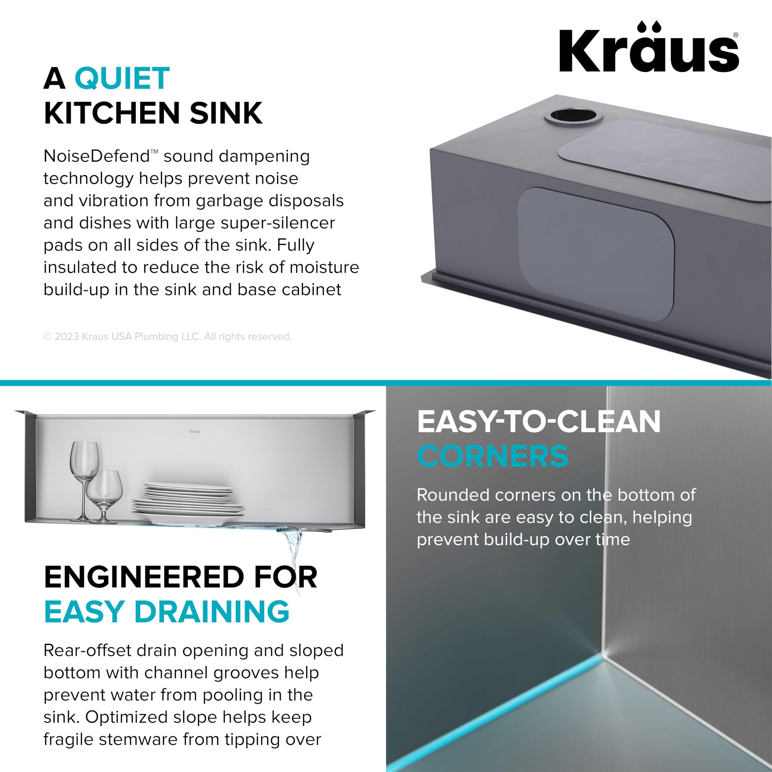 KRAUS Kore 36-Inch Undermount Workstation Single Bowl Kitchen Sink - 16 Gauge Stainless Steel with Accessories (KWU110-36) - Perfect for Modern Kitchens & Food Prep Stations