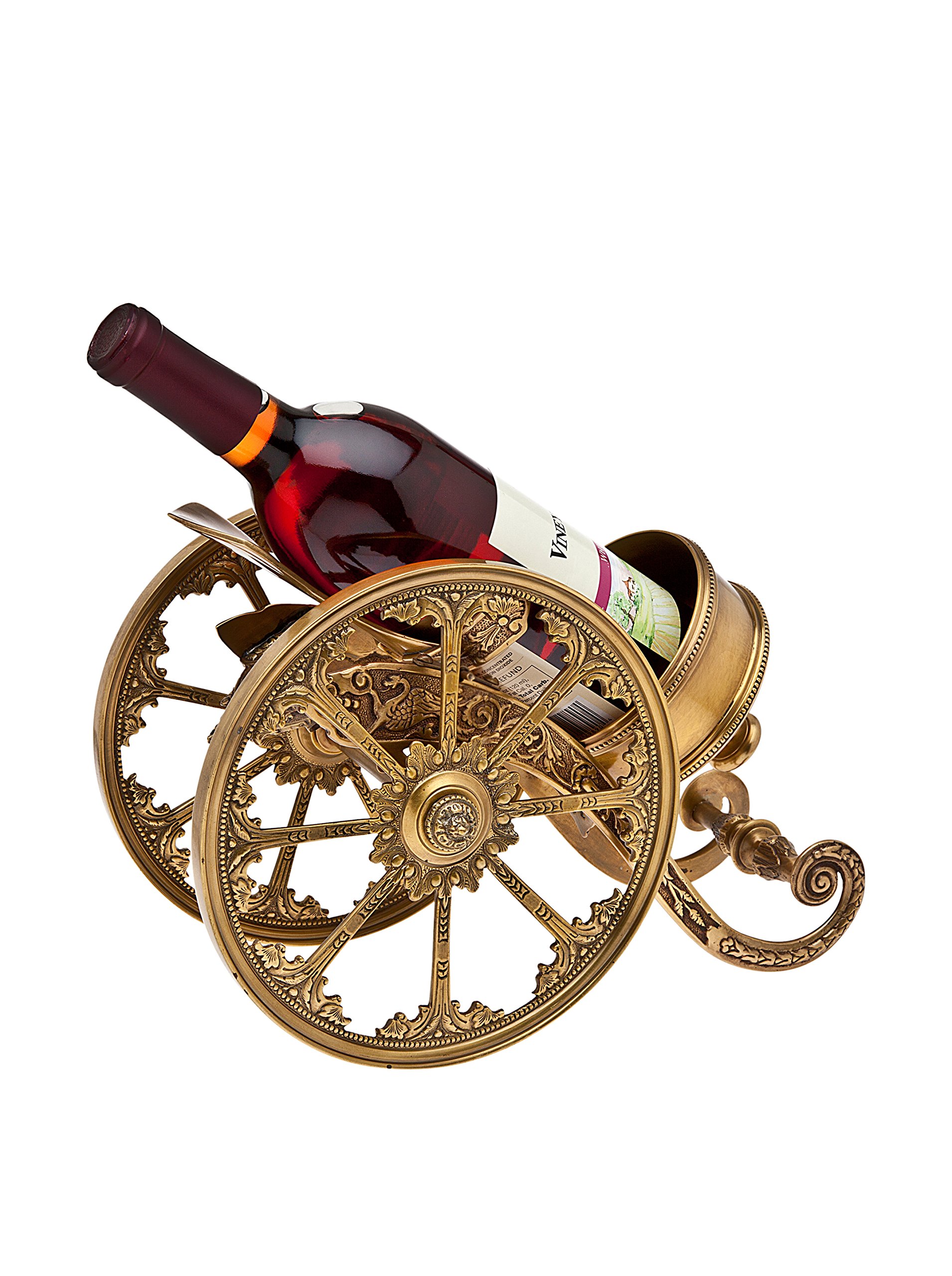 Godinger Recollection Chariot Wine Bottle Holder - Elegant Decorative Metal Wine Rack for Kitchen, Dining Room & Bar Display - Perfect for Home Decor and Gift Giving