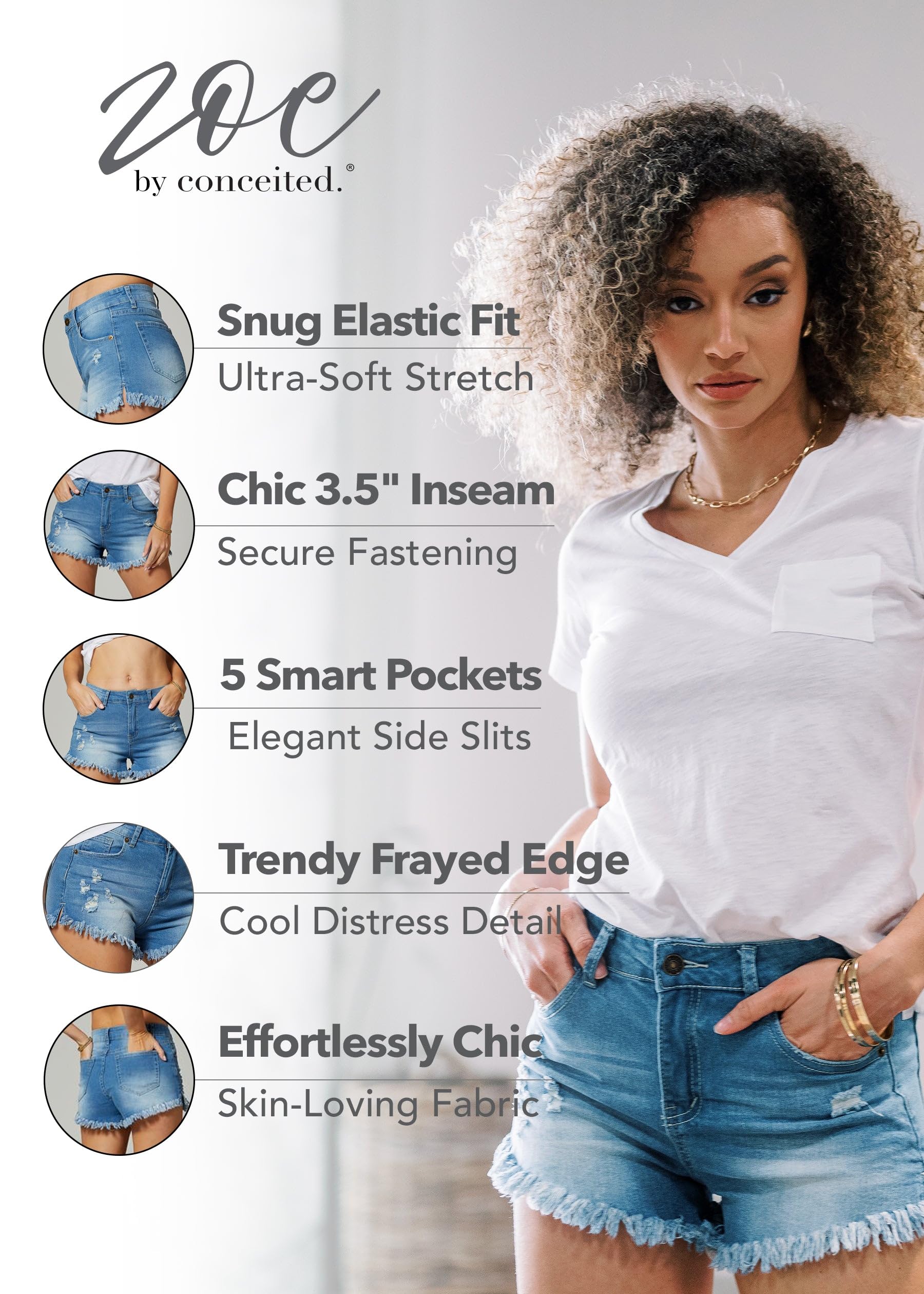 Women's High Waisted Stretchy Denim Jean Shorts - Comfortable & Fashionable for Summer Outfits, Beach Vacations & Casual Wear