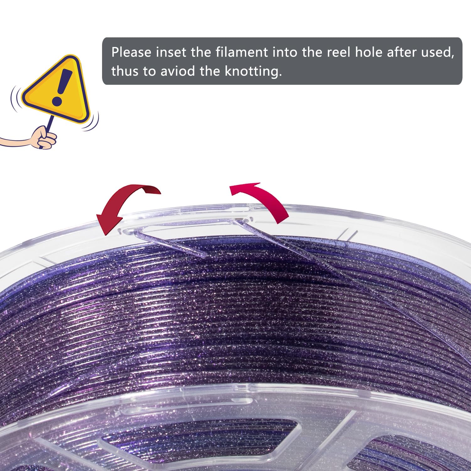 iSANMATE 3D Printer Filament 1KG/2.2lb - Clear PLA Multicolor Transparent Glitter Filament with Gradient Purple Blue Galactic Effect - Perfect for Cosplay Props, DIY Crafts, and Artistic 3D Printing Projects