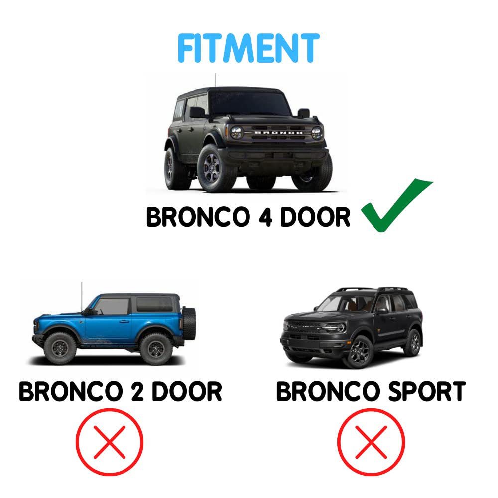2021-2025 Ford Bronco 4 Door Side Steps Running Boards - Heavy Duty Nerf Bars with Non-Slip Surface | Perfect for Off-Roading, Camping & Daily Use Accessories