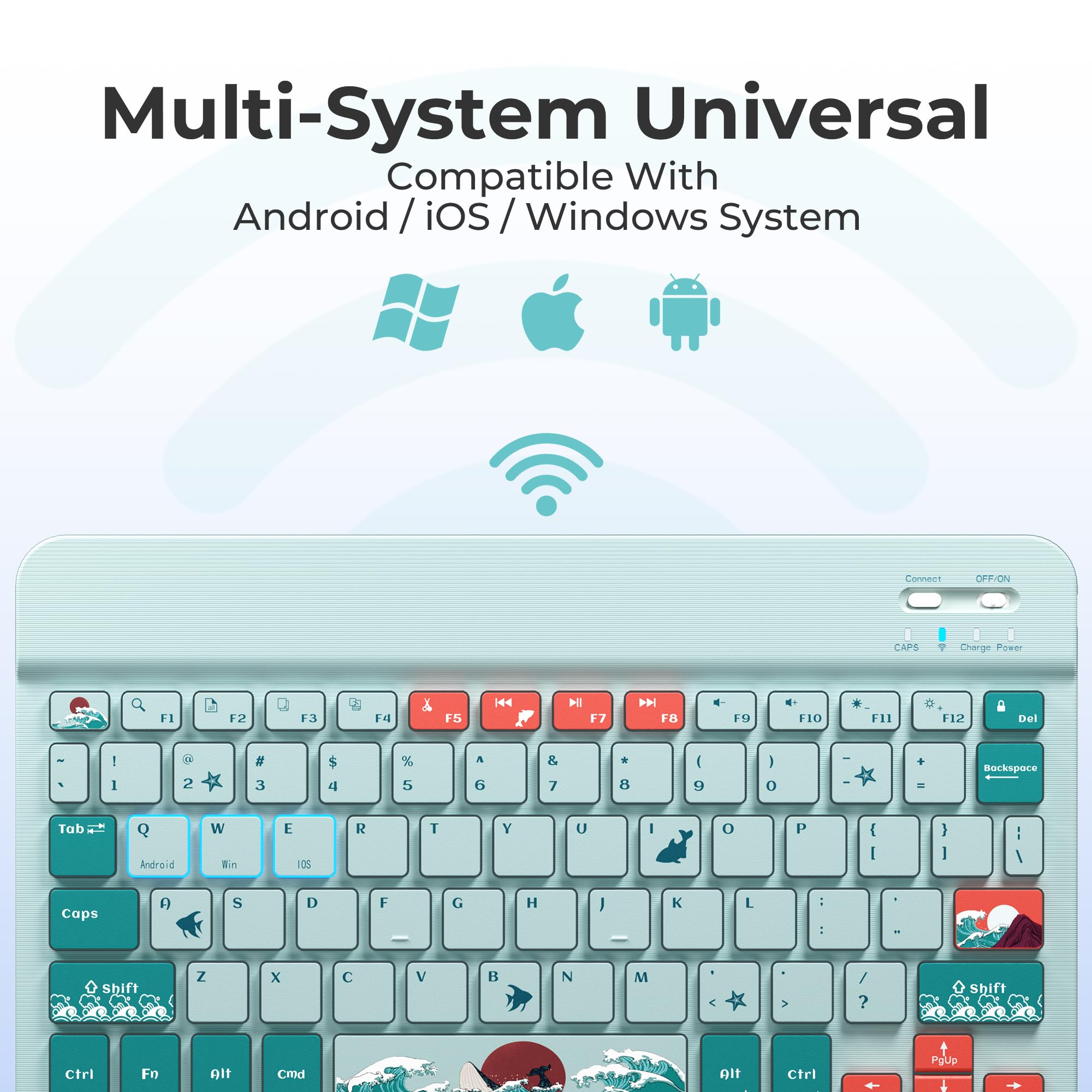 Ultra-Thin Bluetooth Keyboard for iPad 10th/9th/8th/7th Gen, iPad Pro, iPad Air 13/11 inch & iPad Mini - Rechargeable Wireless Keyboard Compatible with iOS/Android Devices | Perfect for Home Office, Travel & Remote Work