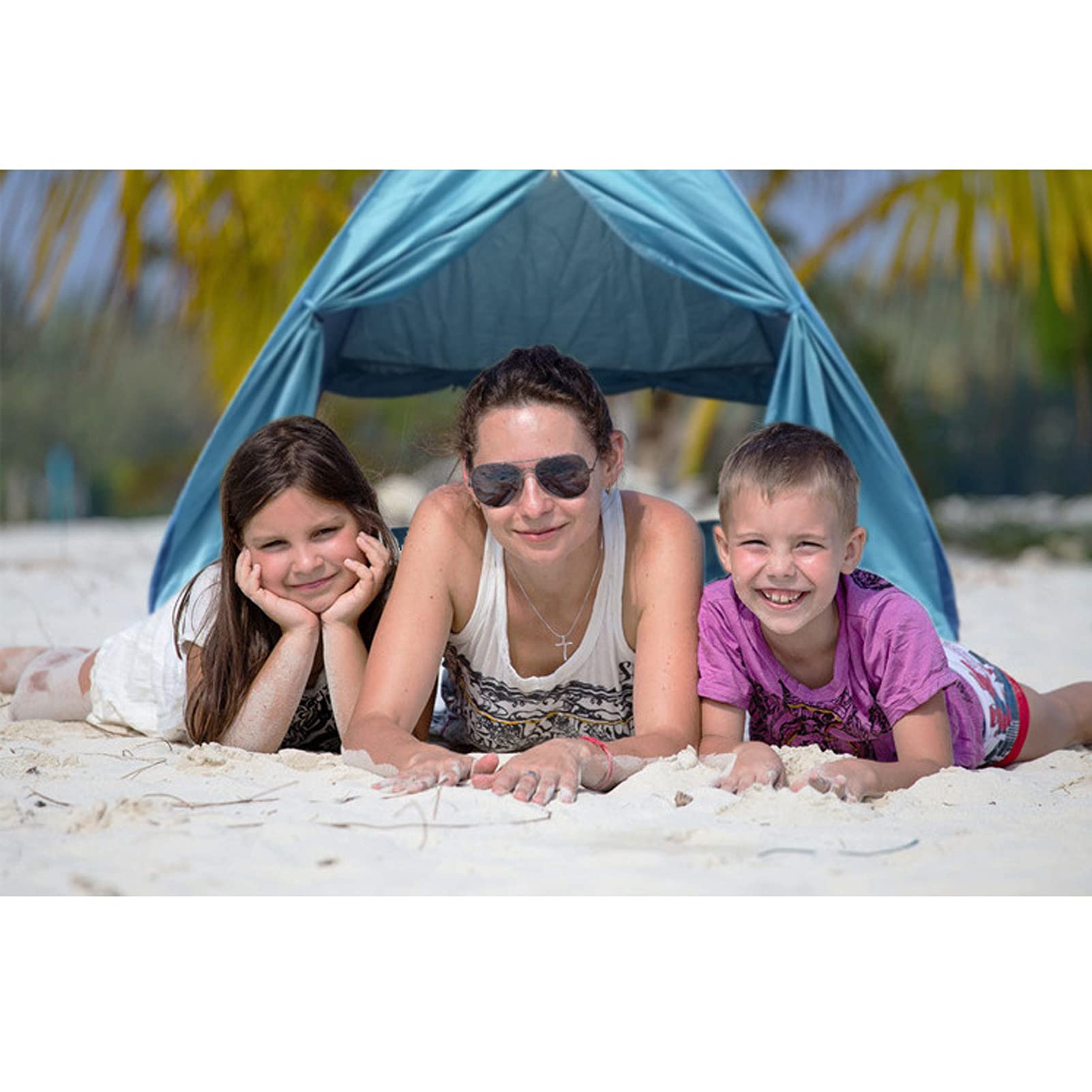 JESSKYLOVE Portable Pop Up Beach Tent for 2-3 People - Automatic Instant Setup Sun Shade with Carry Bag & Extended Floor - Perfect for Beach Trips, Camping, Picnics and Outdoor Adventures