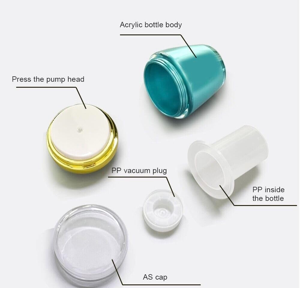 Refillable Airless Pump Jars for Face Cream & Lotion | Leak-Proof Acrylic Cosmetic Dispenser Bottles | Travel-Friendly Makeup Accessories | Perfect for Skincare Routine & On-The-Go Use