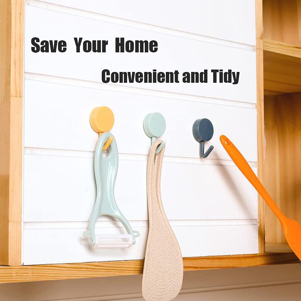 Command Hooks (10pcs) - Heavy Duty Wall Hooks for Hanging Coats, Towels, Shower Curtains & Home Decor | Seamless Multifunctional Hooks in Yellow & Blue | Perfect for Bathroom, Bedroom & Entryway Organization