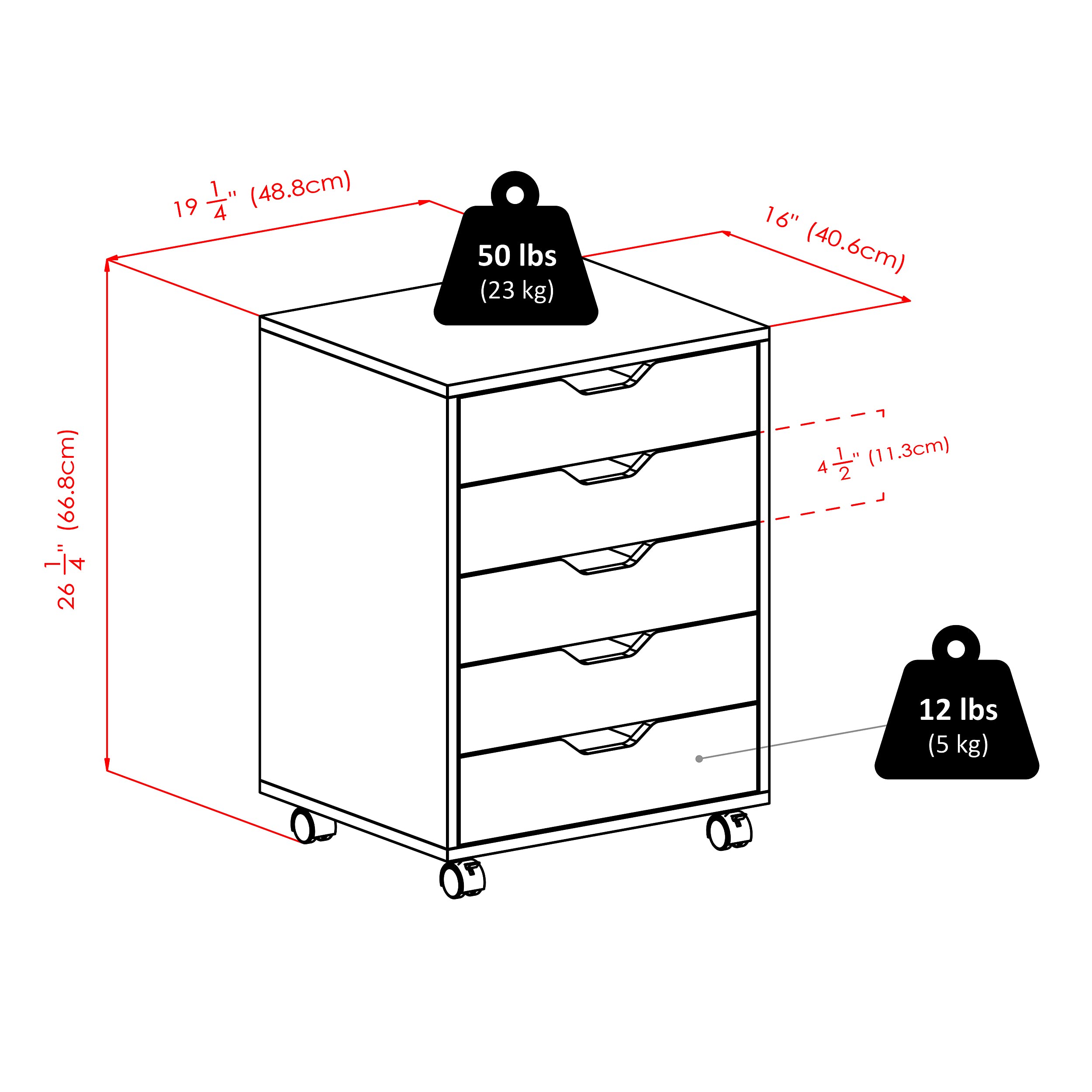 Winsome Halifax 5-Drawer Storage Organizer in Black - Perfect for Bedroom, Office & Closet Organization