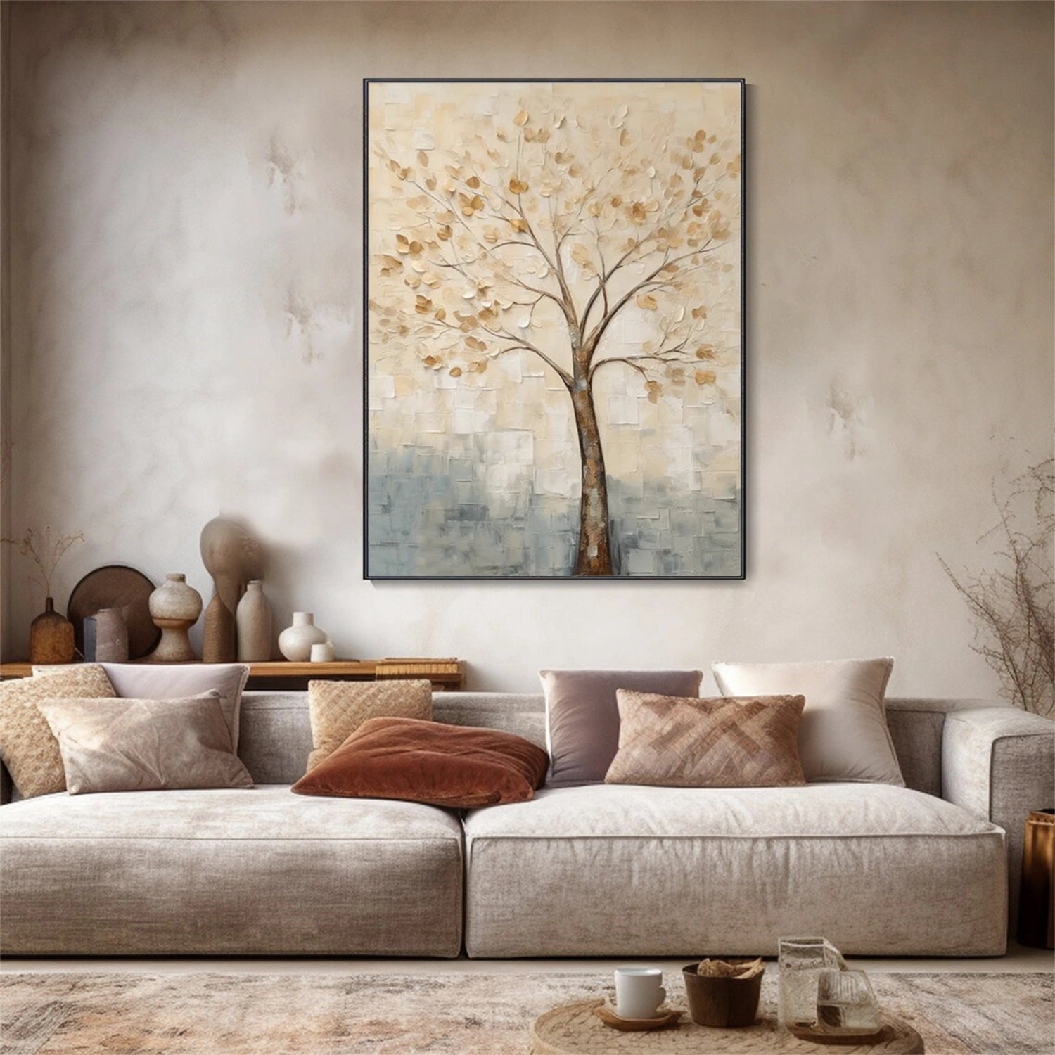 Flower and Tree Painting #FT 207 - Handmade Canvas Wall Art for Home & Office Decor - Perfect for Living Room, Bedroom, or Gift