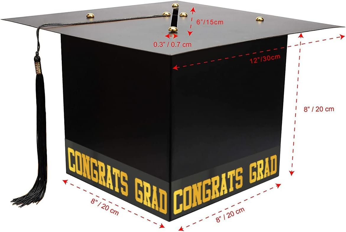 2024 Graduation Card Box Holder - Congrats Grad Cap Decorations for Graduation Party Supplies | Perfect for Graduation Ceremony, Commencement Gifts & College Celebration Decor