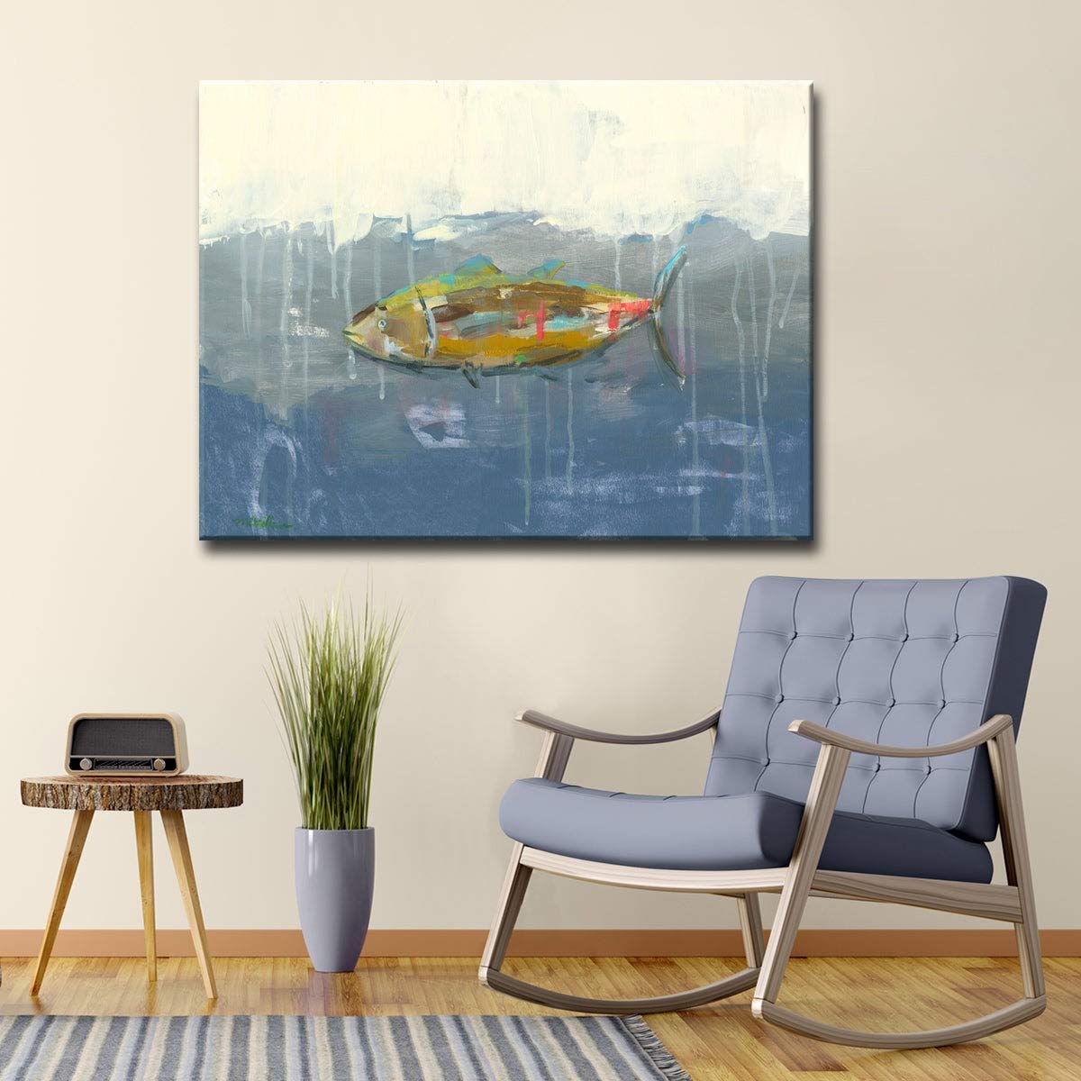 Ready2HangArt 'Tuna in Water' Canvas Wall Art by Dana Mcmillan - 30x40 Inches Stretched Framed Painting - Perfect for Kitchen, Dining Room or Seafood Restaurant Decor
