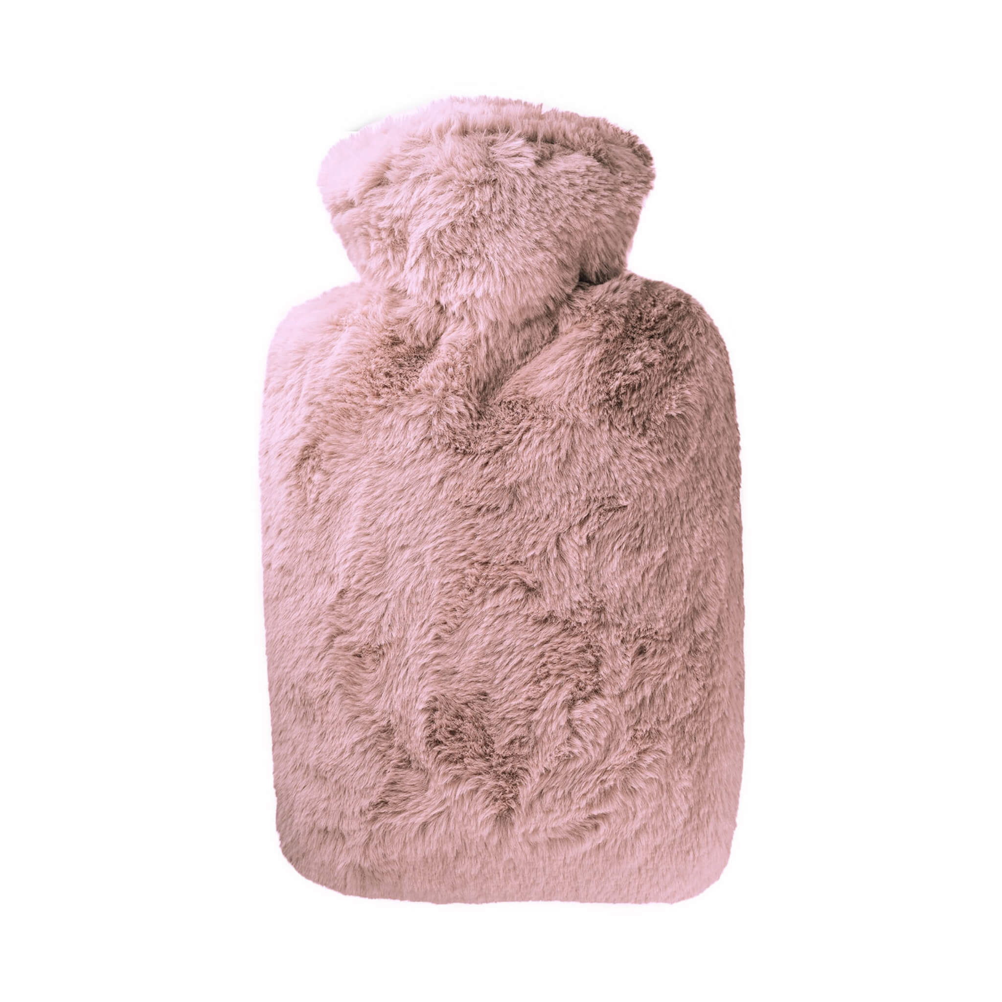 1.8L Rose Pink Hot Water Bottle with Luxurious Faux Fur Cover - Rubberless, Long Hair Design for Winter Warmth & Pain Relief - Perfect for Bed, Sofa, and Office Use