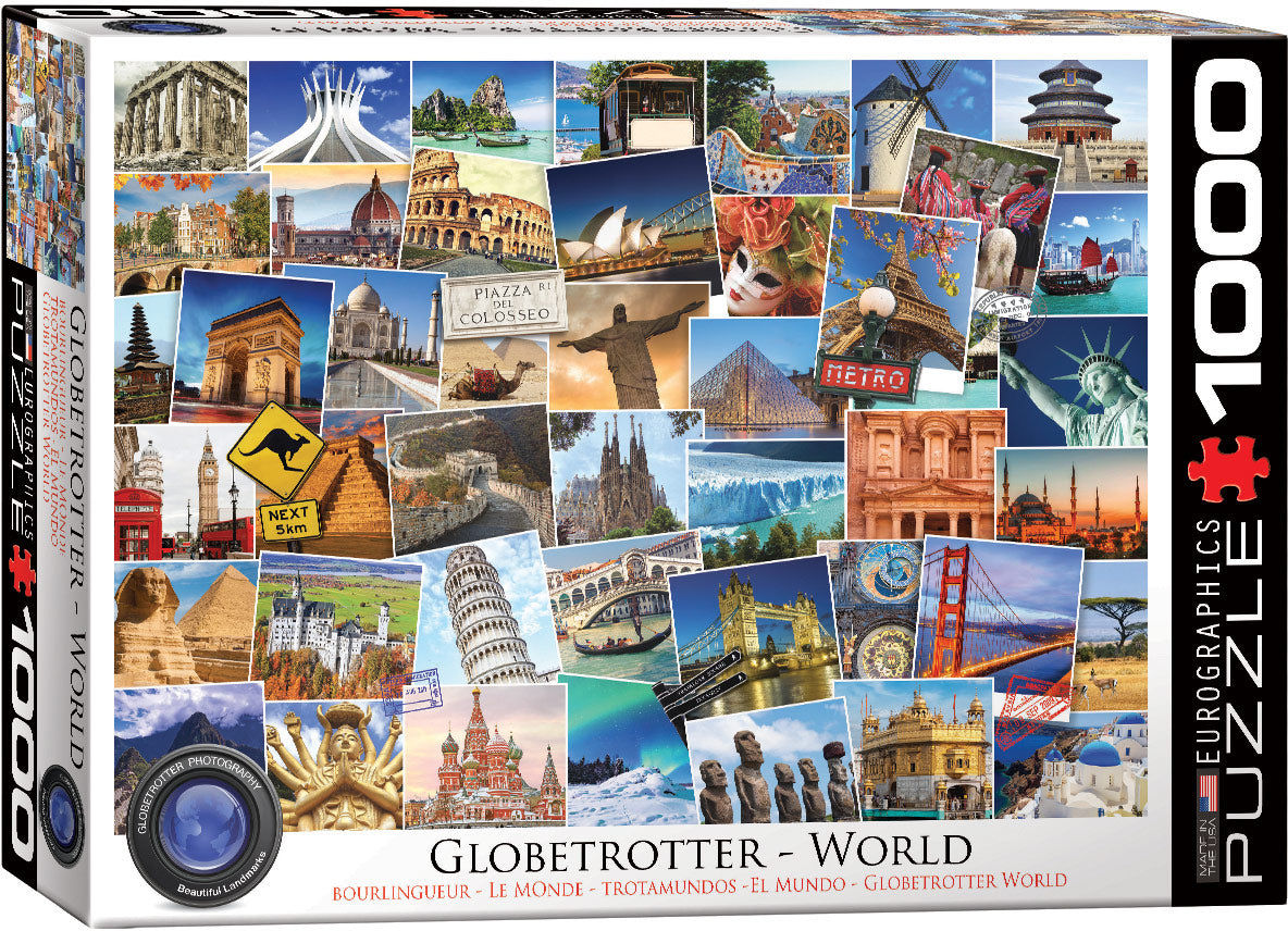 Eurographics 1000-Piece Globetrotter World Jigsaw Puzzle - Educational World Map Puzzle for Adults & Teens - Perfect for Family Game Nights & Travel Enthusiasts