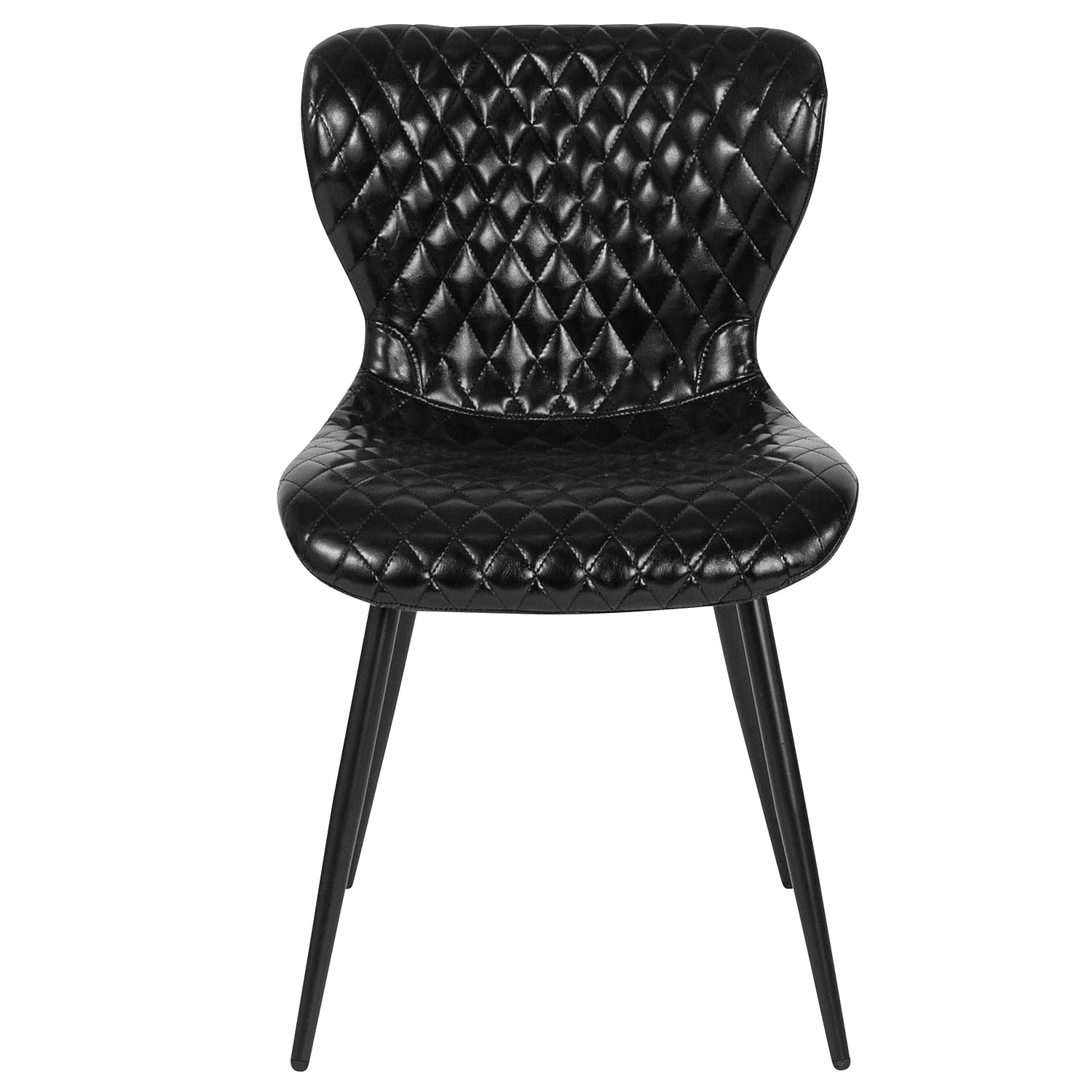Flash Furniture Bristol Contemporary Upholstered Chair in Black Vinyl - Modern Office & Home Desk Chair for Comfortable Seating