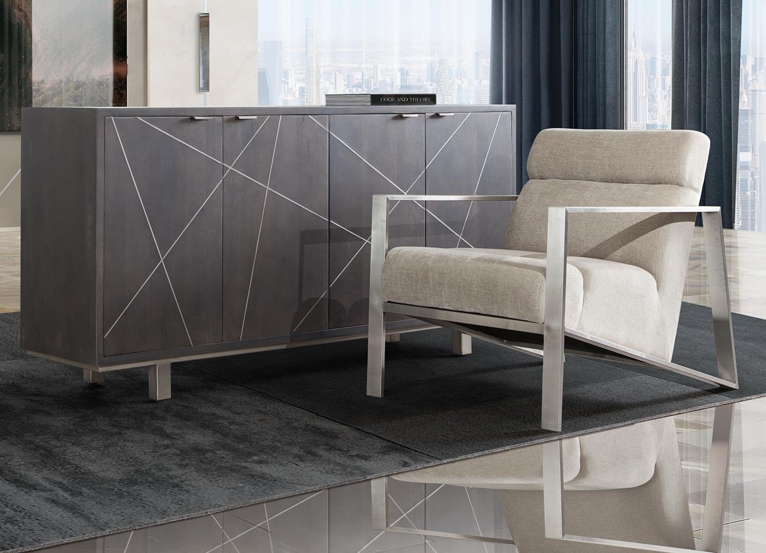 Luxury Diamond Sofa La Brea Accent Chair - Champagne Finish for Living Room, Bedroom & Office Decor | Modern Mid-Century Style Armchair with Tufted Back