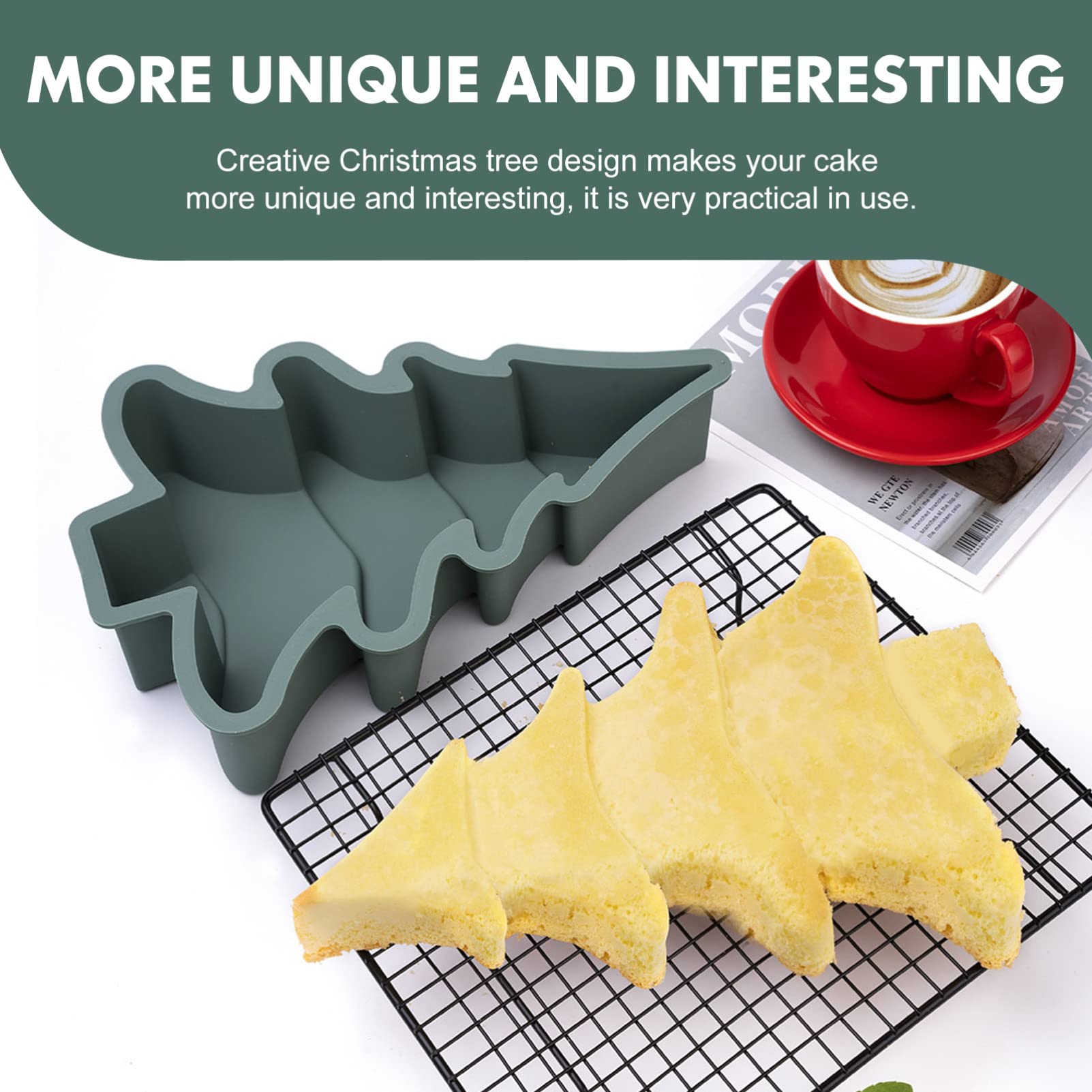 Operitacx Non-Stick Christmas Tree Cake Pan - 8.2x10.6 Inch Silicone Baking Mold for Cakes, Cupcakes & Holiday Treats | Perfect for Christmas, Xmas Party Desserts & Festive Baking Supplies