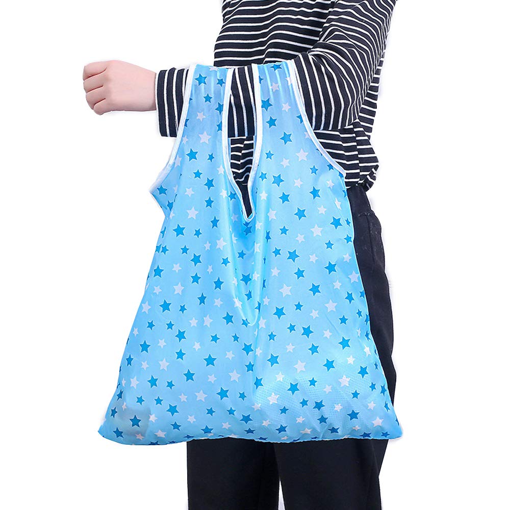 Foldable Reusable Grocery Shopping Tote Bags 6 Pack - Eco-Friendly Waterproof & Machine Washable Shopping Bags - Compact Folding Design Fits in Pocket - Perfect for Groceries, Travel, Beach & Daily Errands
