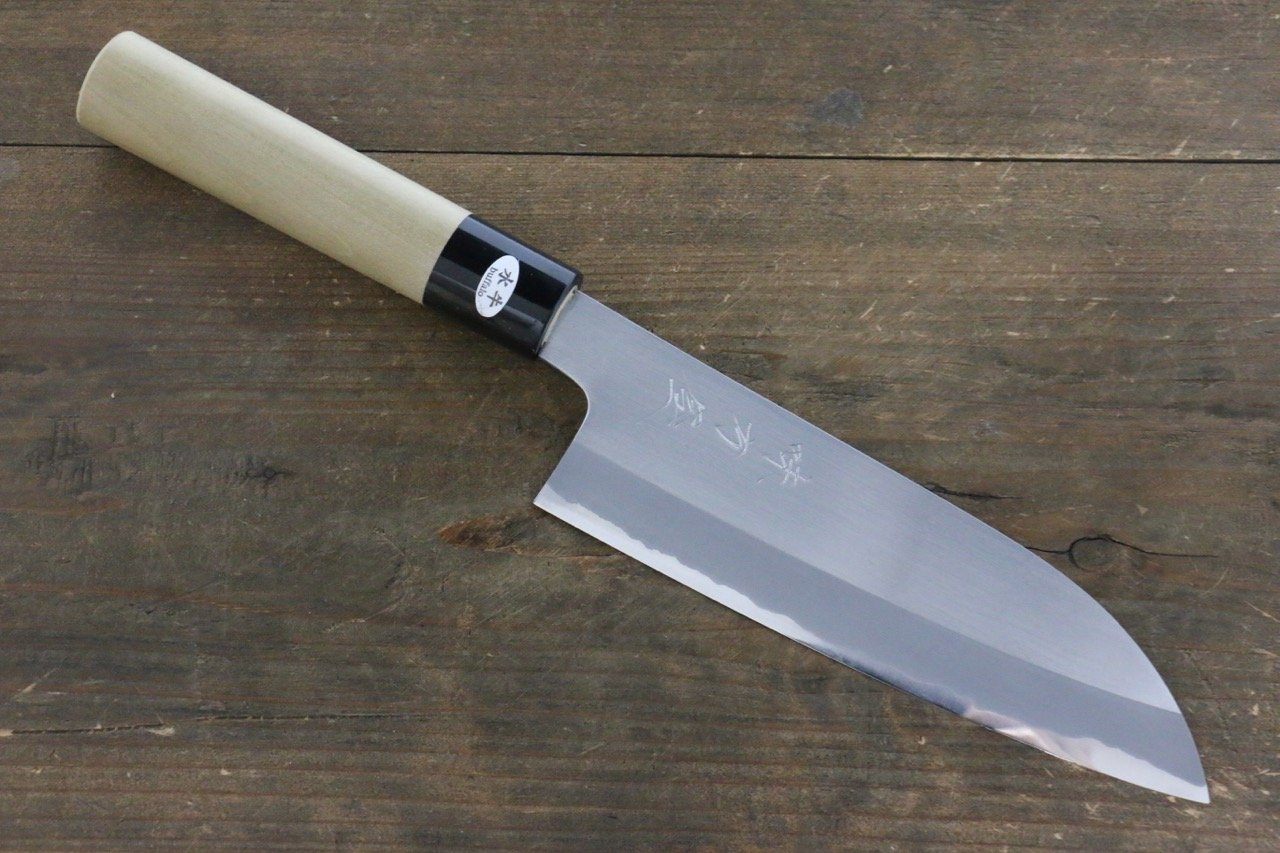 Premium Japanese Santoku Knife 165mm - White Steel Migaki Finish by Mutsumi Hinoura - Perfect for Slicing, Dicing & Mincing - Ideal for Home Chefs & Professional Kitchens
