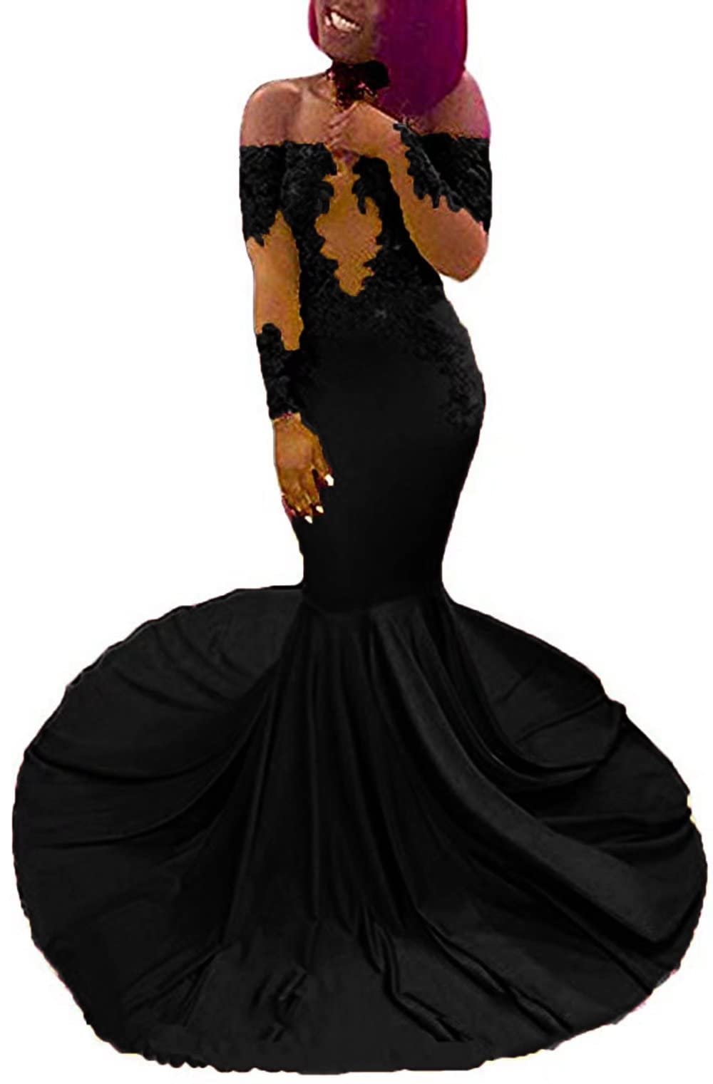 Elegant Mermaid Prom Dresses for Women - Long Sleeve Lace Beaded Evening Gowns - Perfect for Formal Dances, Weddings & Special Occasions
