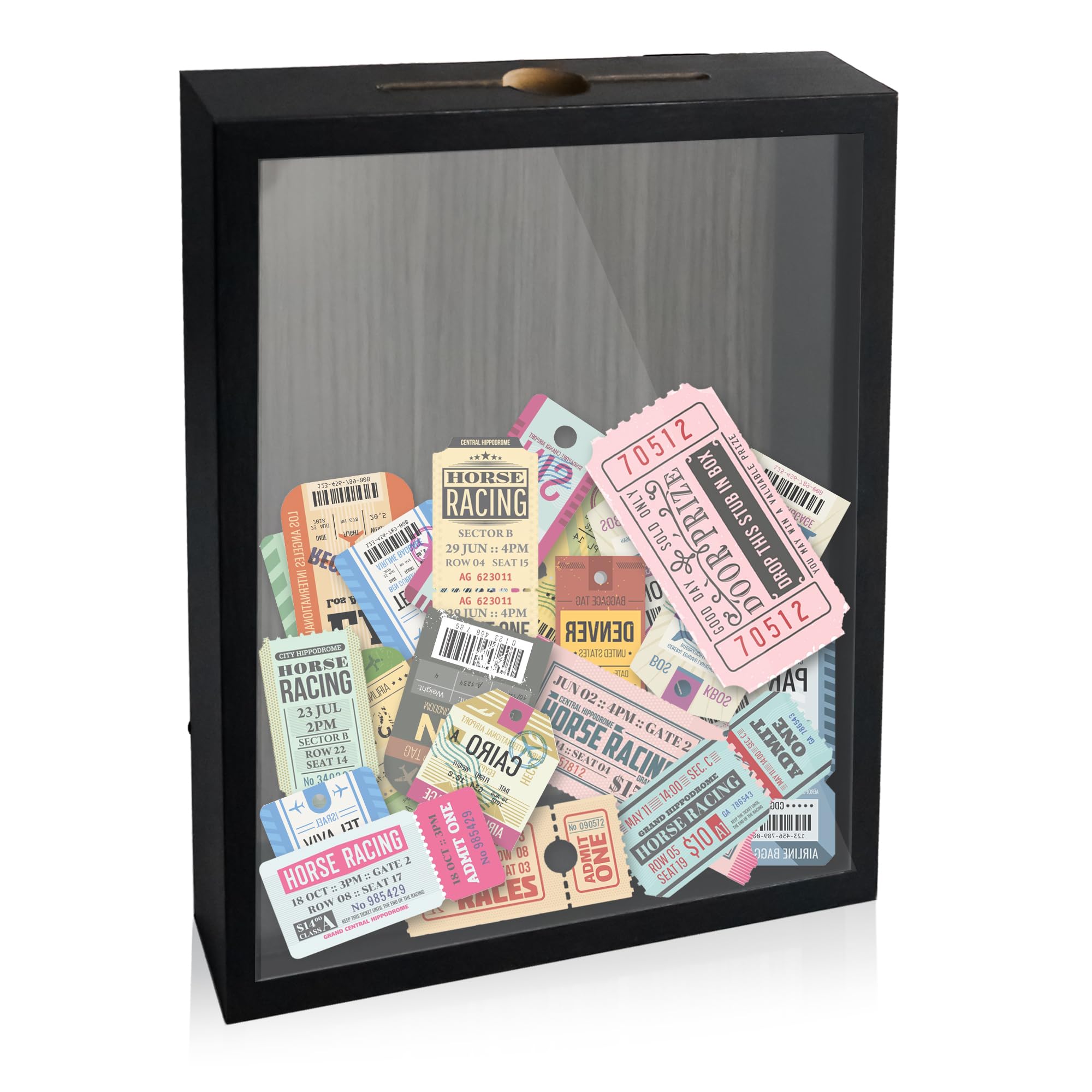 8x10 Wooden Shadow Box Frame with Real Glass - Top Loading Display Case for Wine Corks, Pins, Awards, Medals & Photos - Ready to Hang Home Decor for Office, Living Room & Bedroom Wall Display
