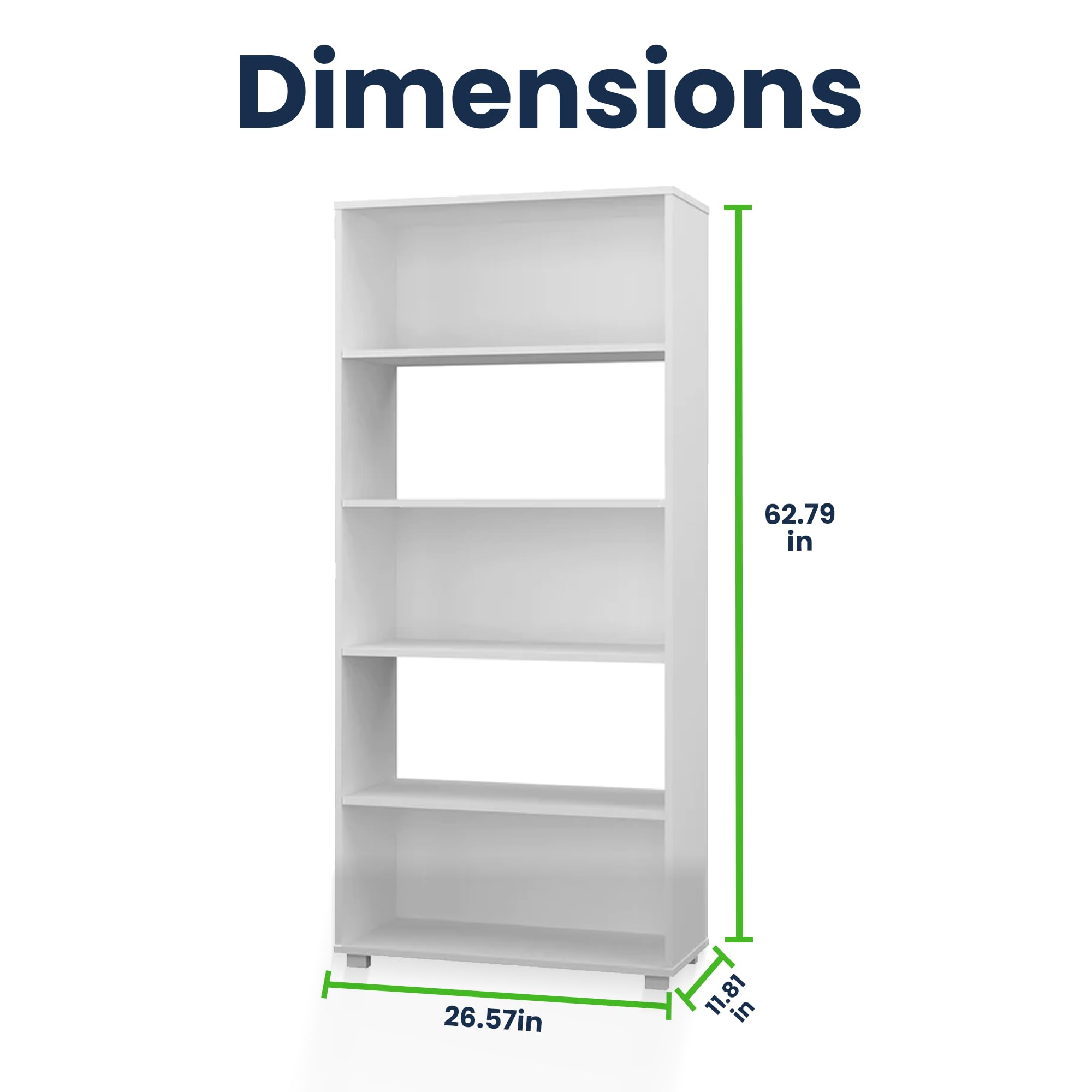 Modern White Bookcase - Sturdy Wooden Bookshelf for Home & Office - Perfect for Living Room, Bedroom, or Study Organization