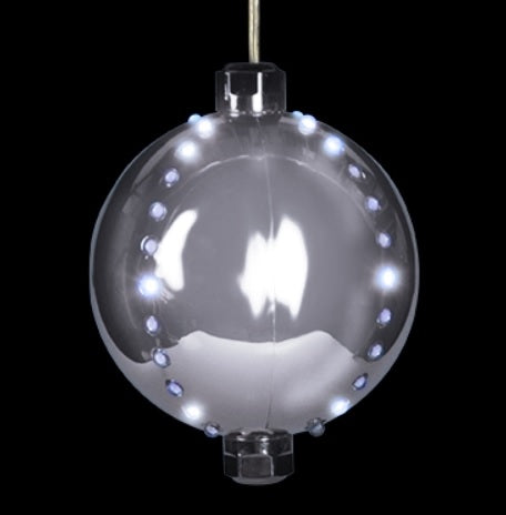 4 Pack Round LED Snowfall Hanging Ornaments - Christmas Tree Decorations with Warm White Lights for Indoor/Outdoor Holiday Decor (Home, Party, Garden)