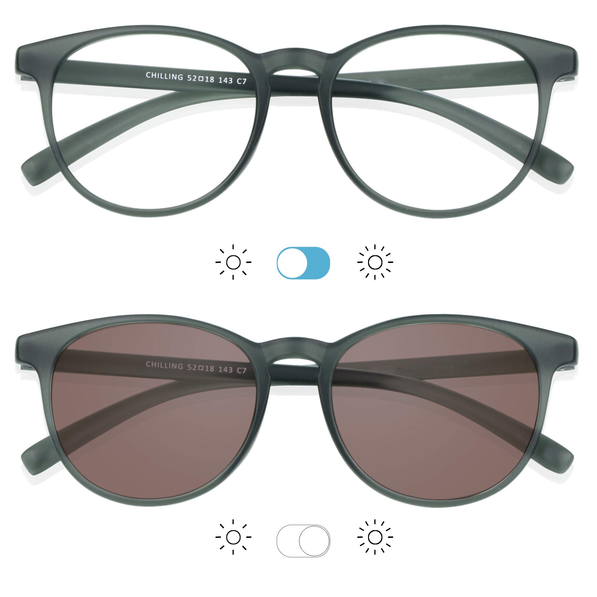 Blue Light Blocking Glasses for Women & Men - Photochromic Brown Sunglasses with Spring Hinge | Anti Eyestrain, Anti Glare | Computer, Reading, Gaming & TV Glasses | Perfect for Office, Home & Outdoor Use