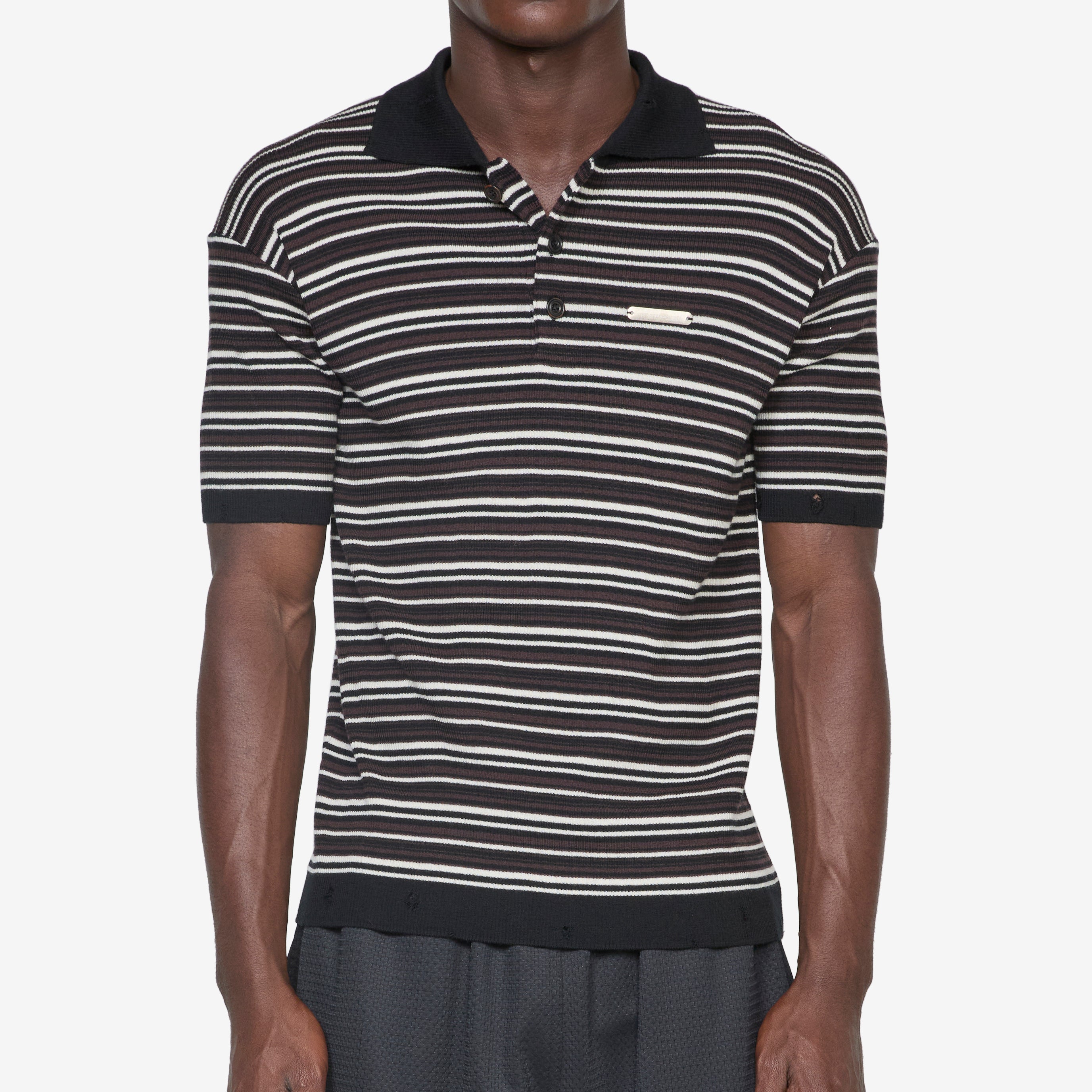Premium Stripe Polo Sweater for Men - Black & Brown Colors | Casual Office Wear & Weekend Outfits