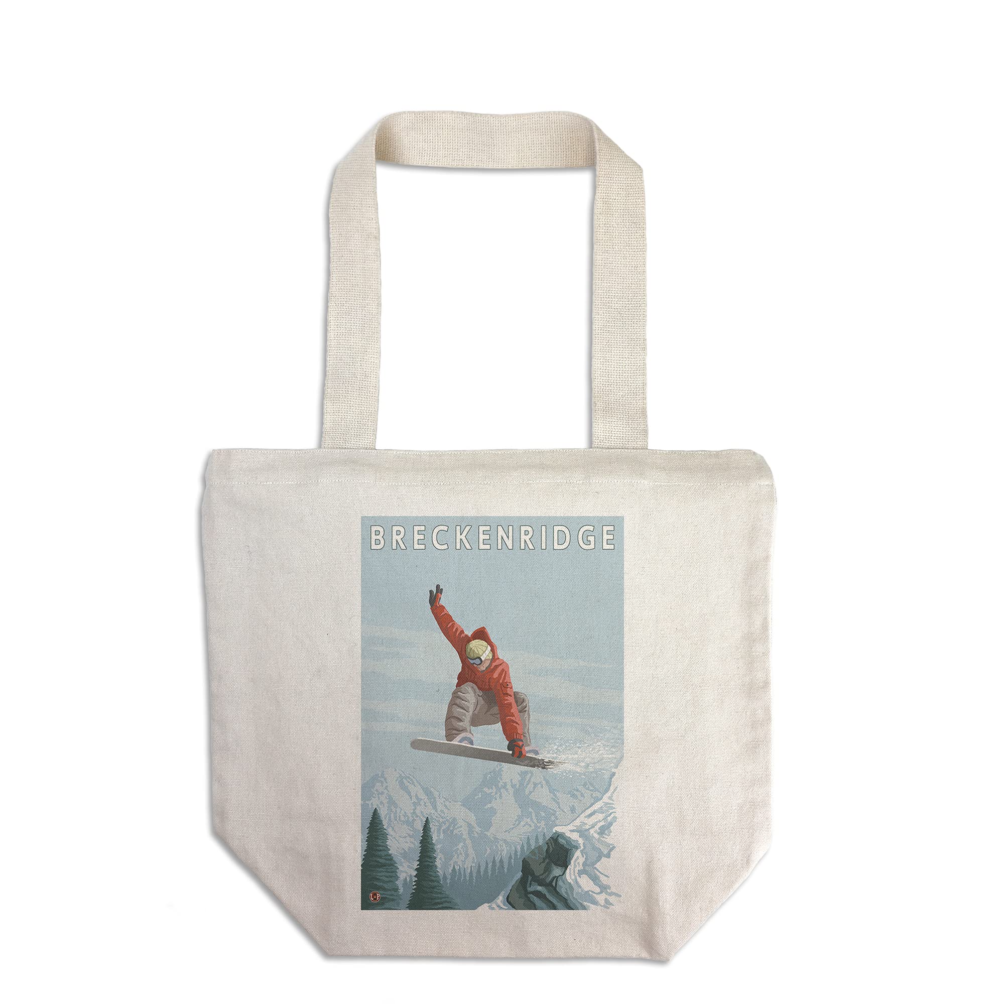 Lantern Press Breckenridge Colorado Jumping Snowboarder Tote Bag - 100% Cotton Canvas Reusable Shopping Bag - Perfect for Groceries, Beach Trips & Outdoor Adventures