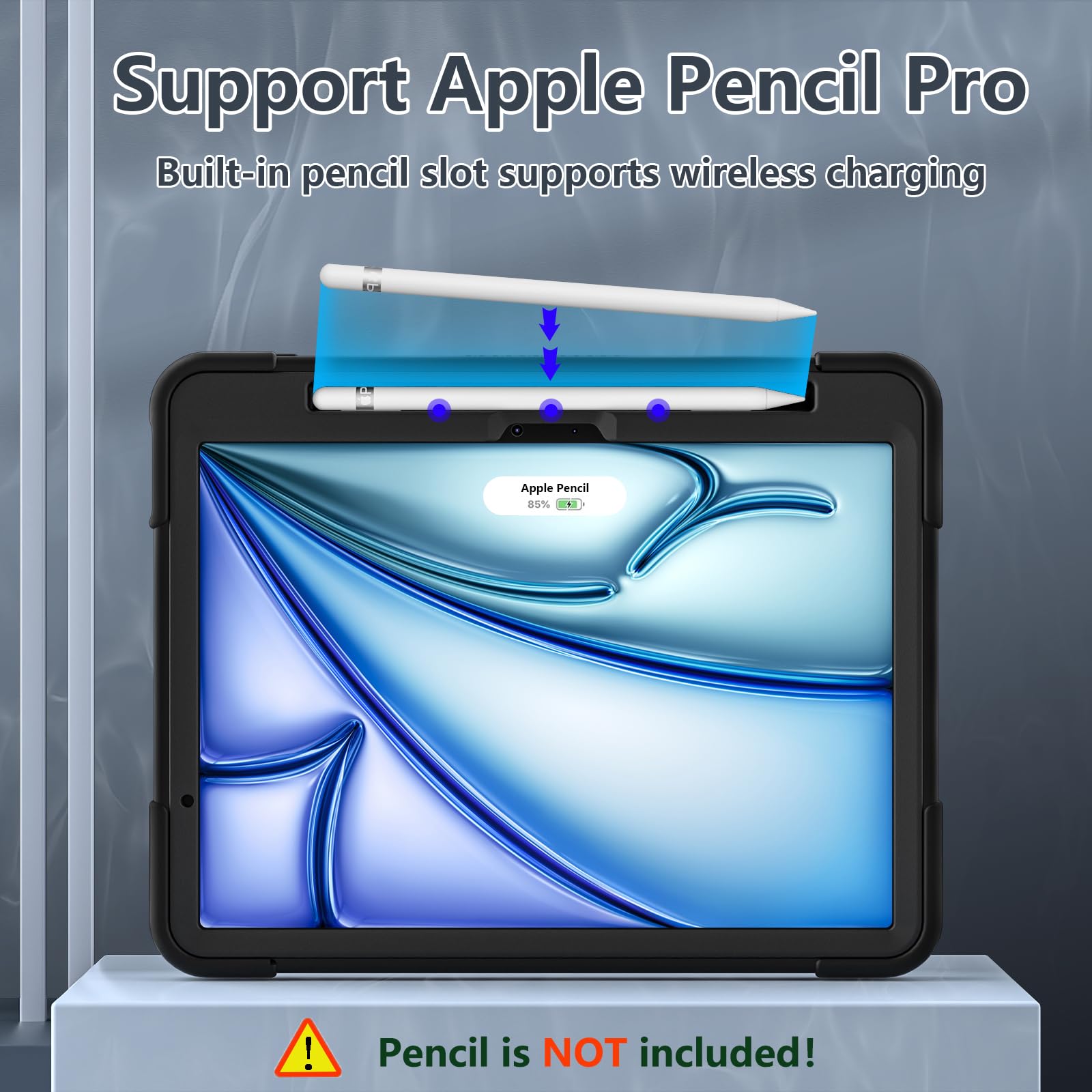 Shockproof Rugged Case for iPad Air 11 Inch (2025 M3 / 2024 M2) with Pencil Holder - Heavy Duty Protective Cover for iPad Air 11