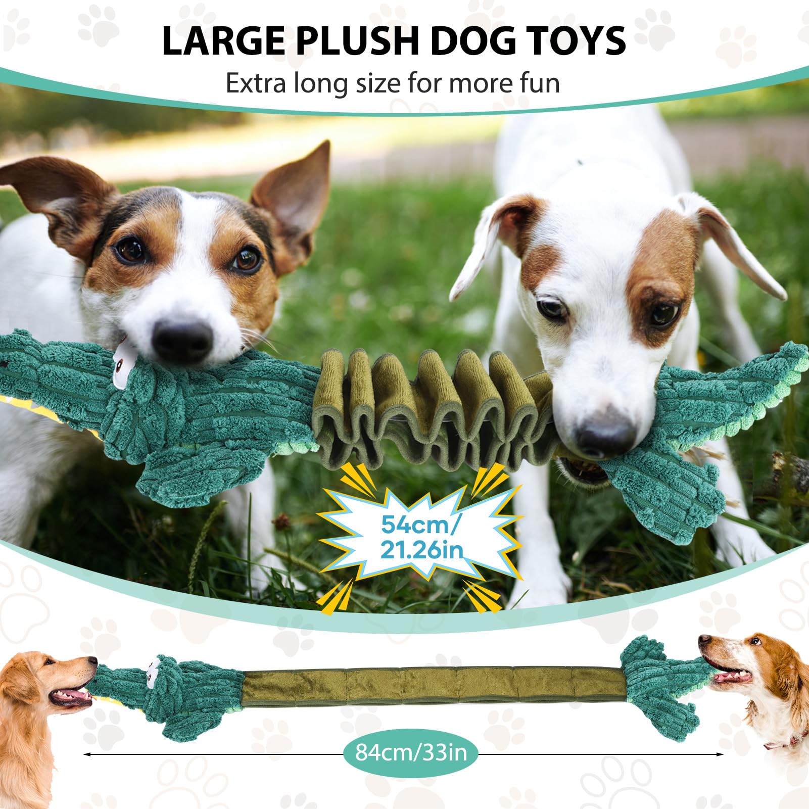 Durable Squeaky Dog Toys for Large Dogs - Interactive Plush Stuffed Puppy Toys with Crinkle Paper, Perfect for Tug of War & Chewing - Fun Playtime for Small, Medium & Big Dogs | Indoor & Outdoor Use for Active Pets