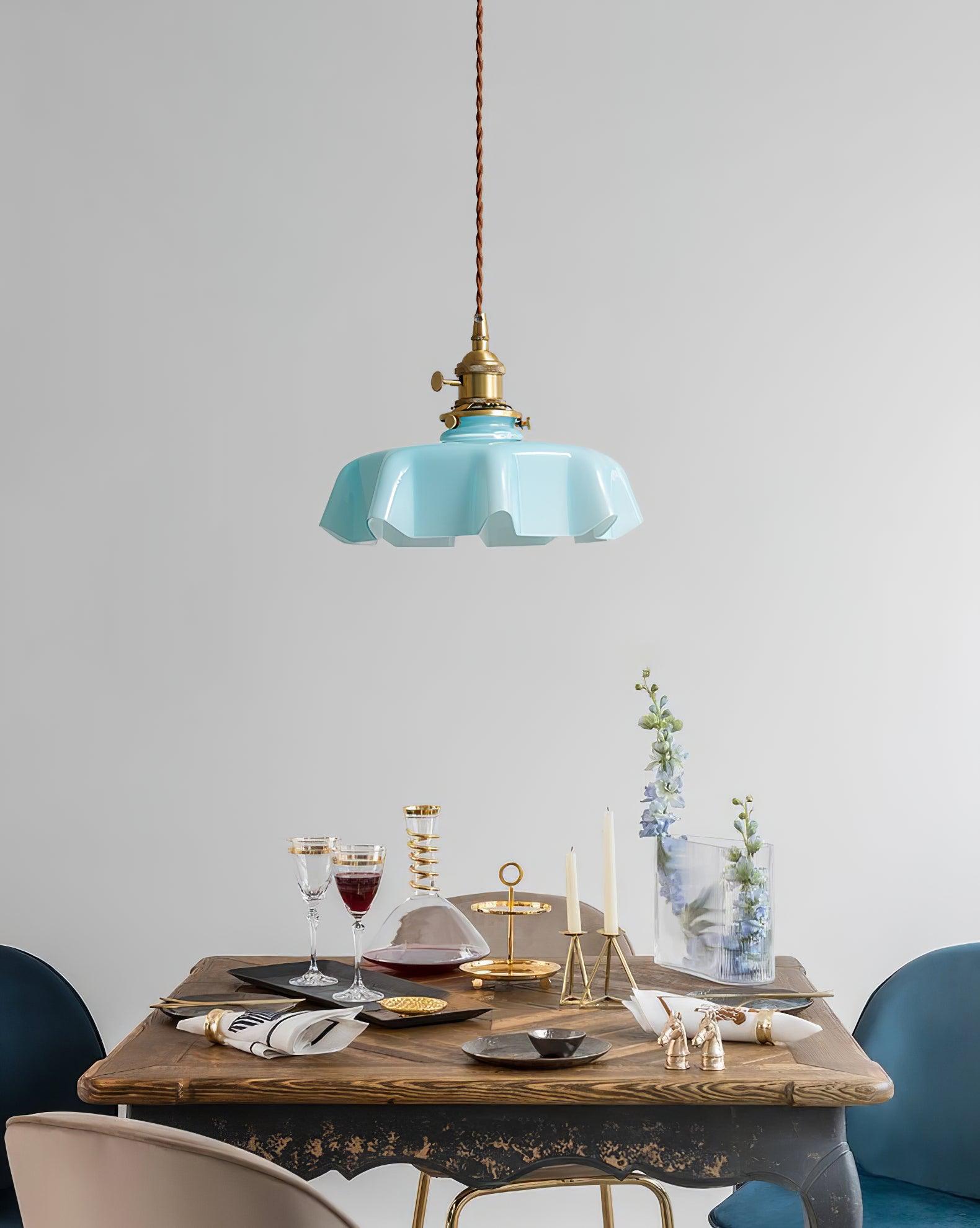 French Flower Pendant Light - Elegant Floral Chandelier for Dining Room, Kitchen Island & Bedroom Lighting - Vintage Inspired Ceiling Fixture