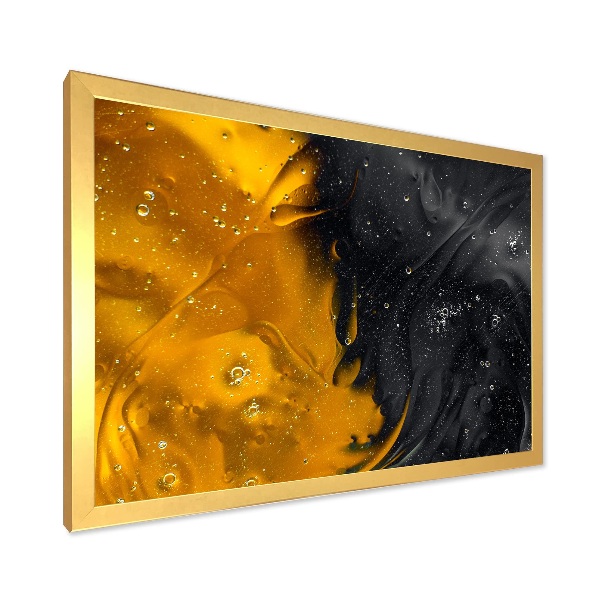 DesignQ Yellow and Black Modern Framed Wall Art - Contemporary Home Decor for Living Room, Bedroom & Office