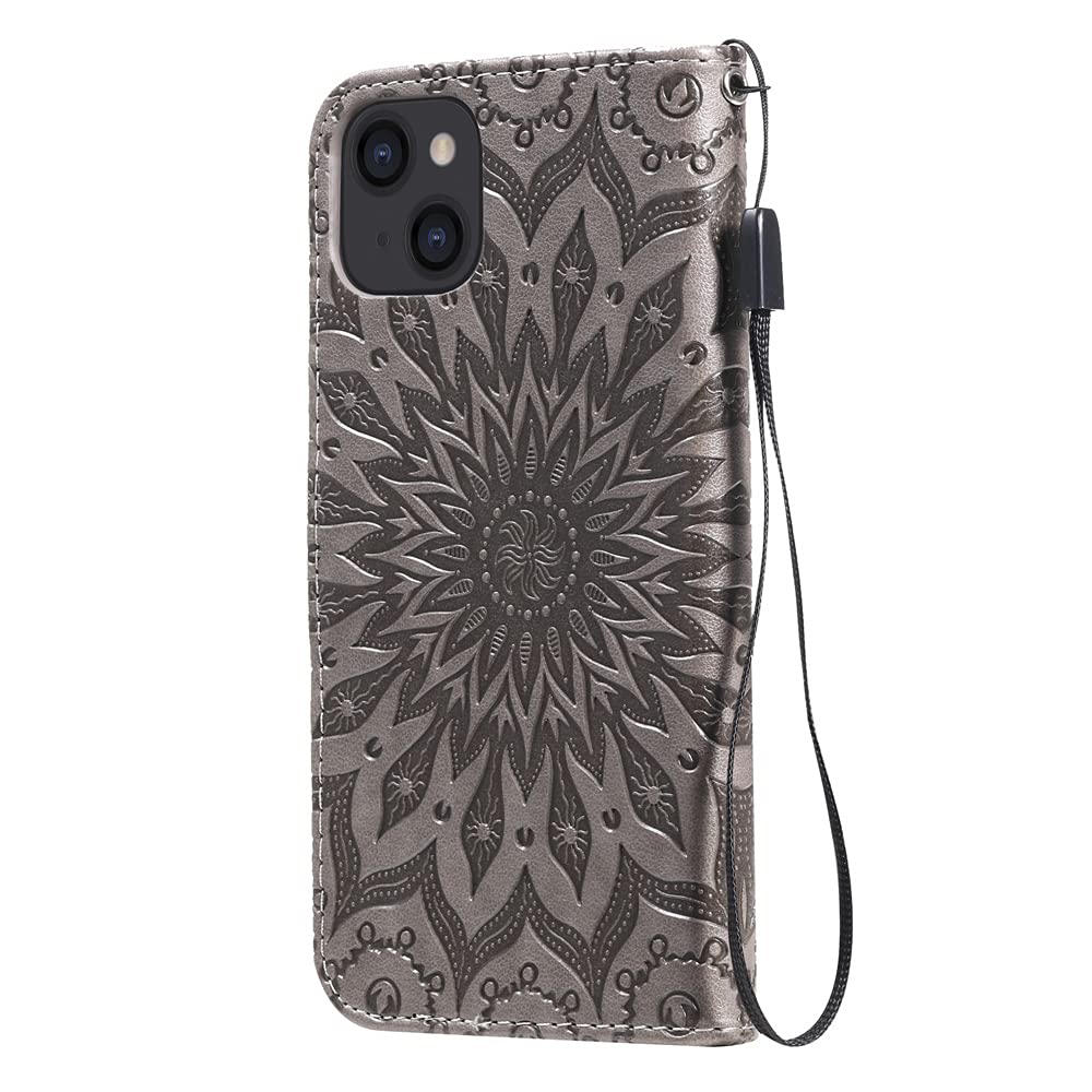 Premium PU Leather Magnetic Wallet Phone Case for iPhone 13 (6.1