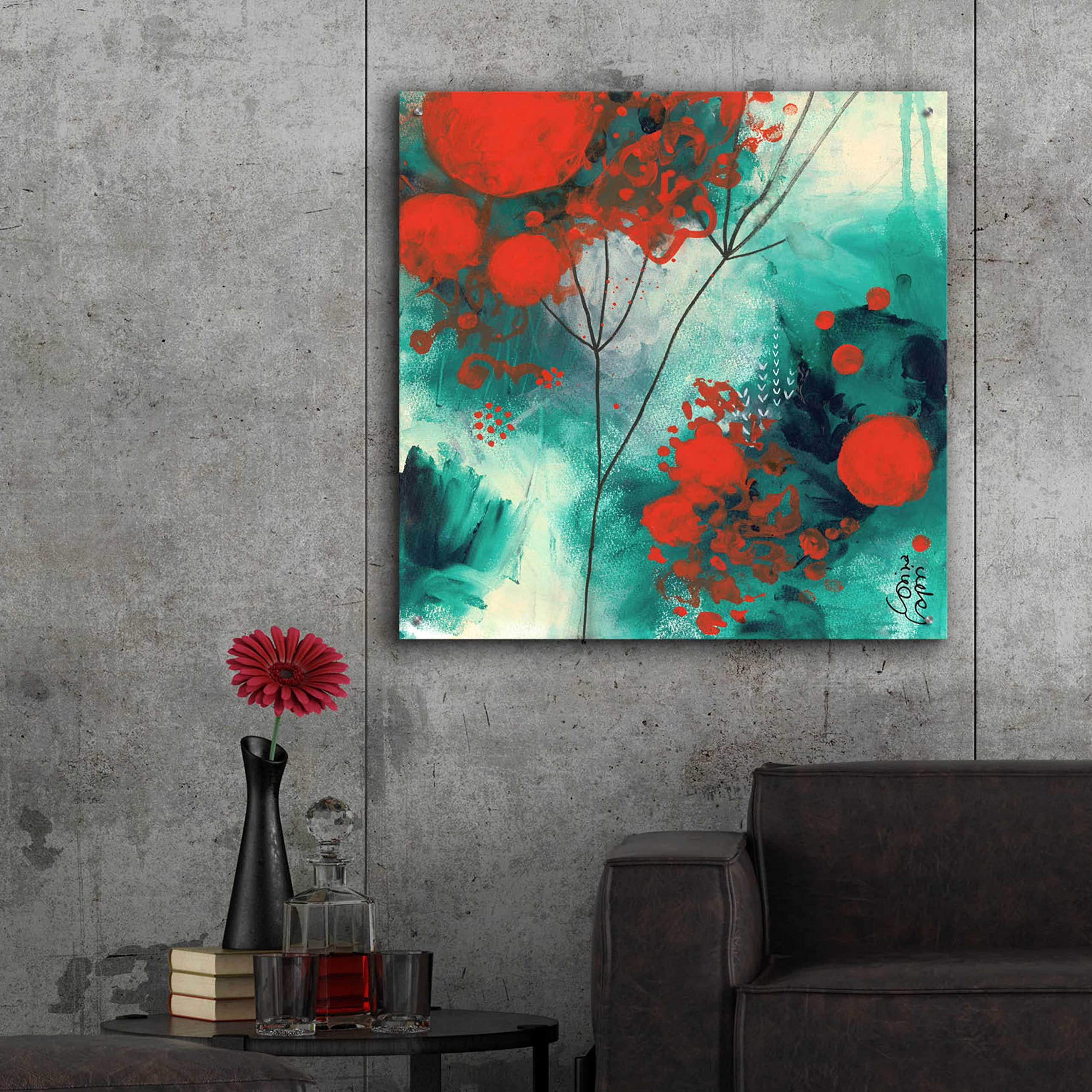 Corina Capri Winter Solstice Acrylic Glass Wall Art - 36x36 Inch Modern Abstract Painting for Living Room, Bedroom & Office Decor