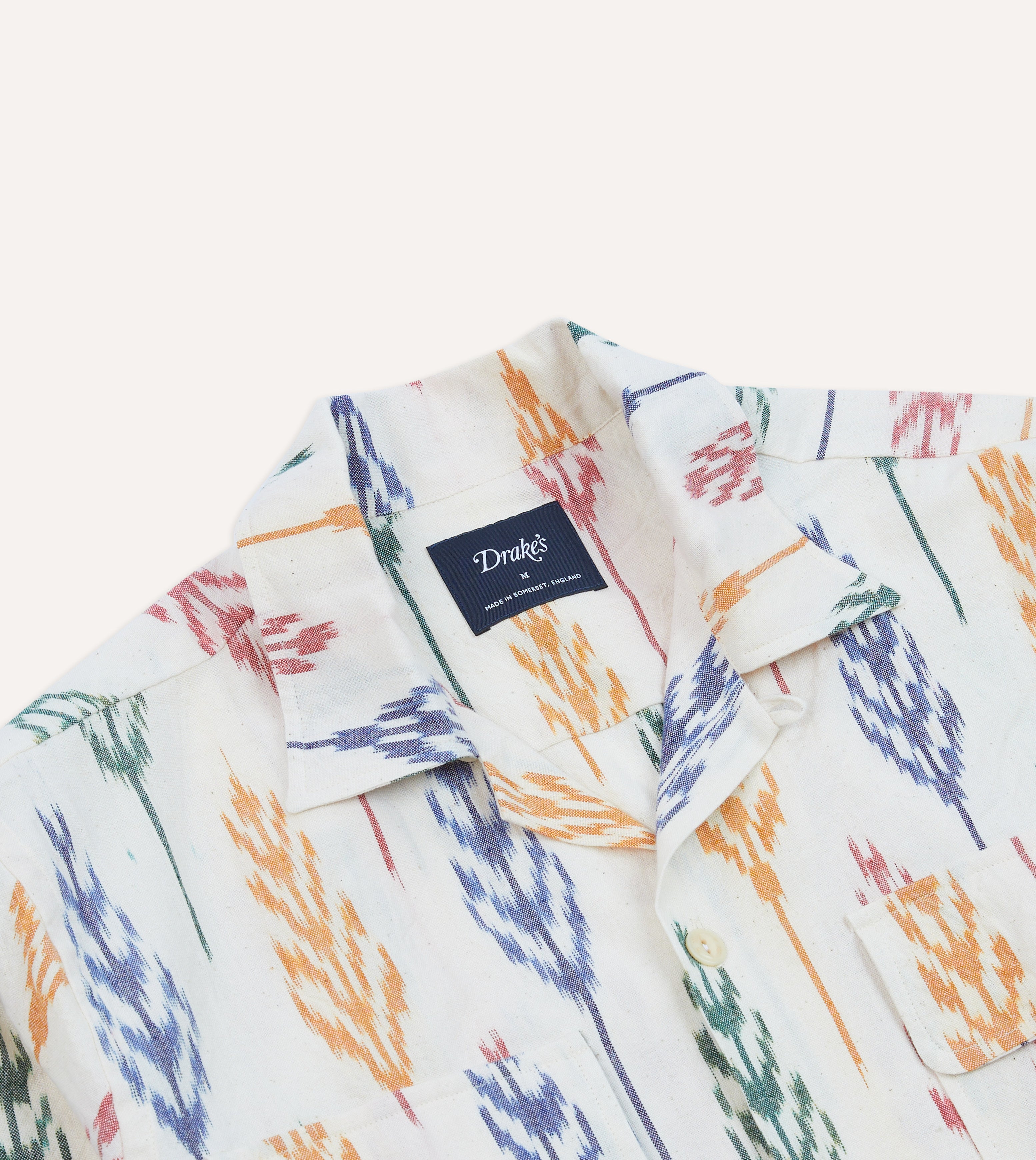 Ikat Print Brushed Cotton Camp Collar Long Sleeve Shirt for Men - Comfortable Casual Wear for Travel, Beach & Summer Outfits