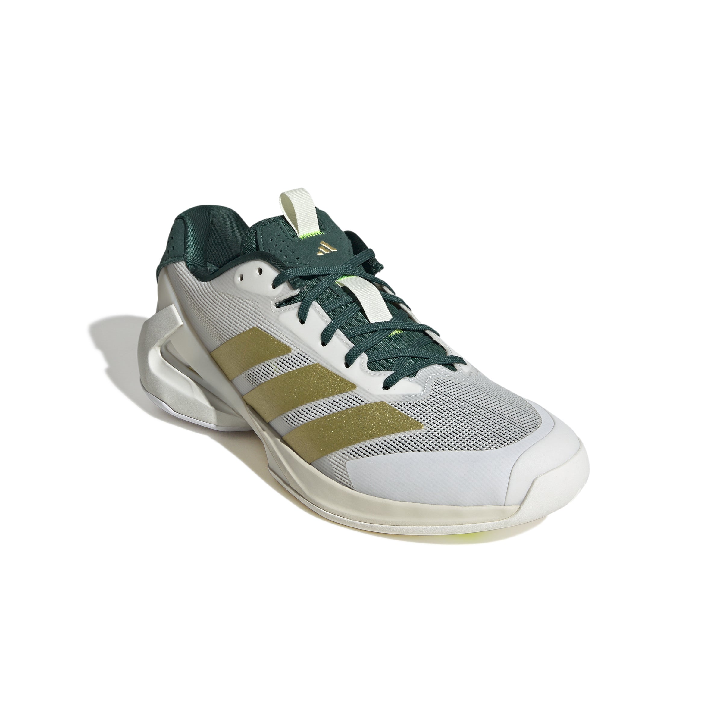 Adidas Adizero Ubersonic 5 Men's Tennis Shoes - White/Gold/Green | Lightweight Performance Court Shoes for Competitive Play & Training | Perfect for Hard Court Matches & Daily Practice