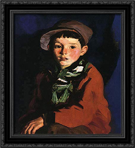 Robert Henri 20x22 Black Ornate Wood Framed Canvas Art - Vintage Wall Decor for Living Room, Bedroom & Office | Listening Boy Painting