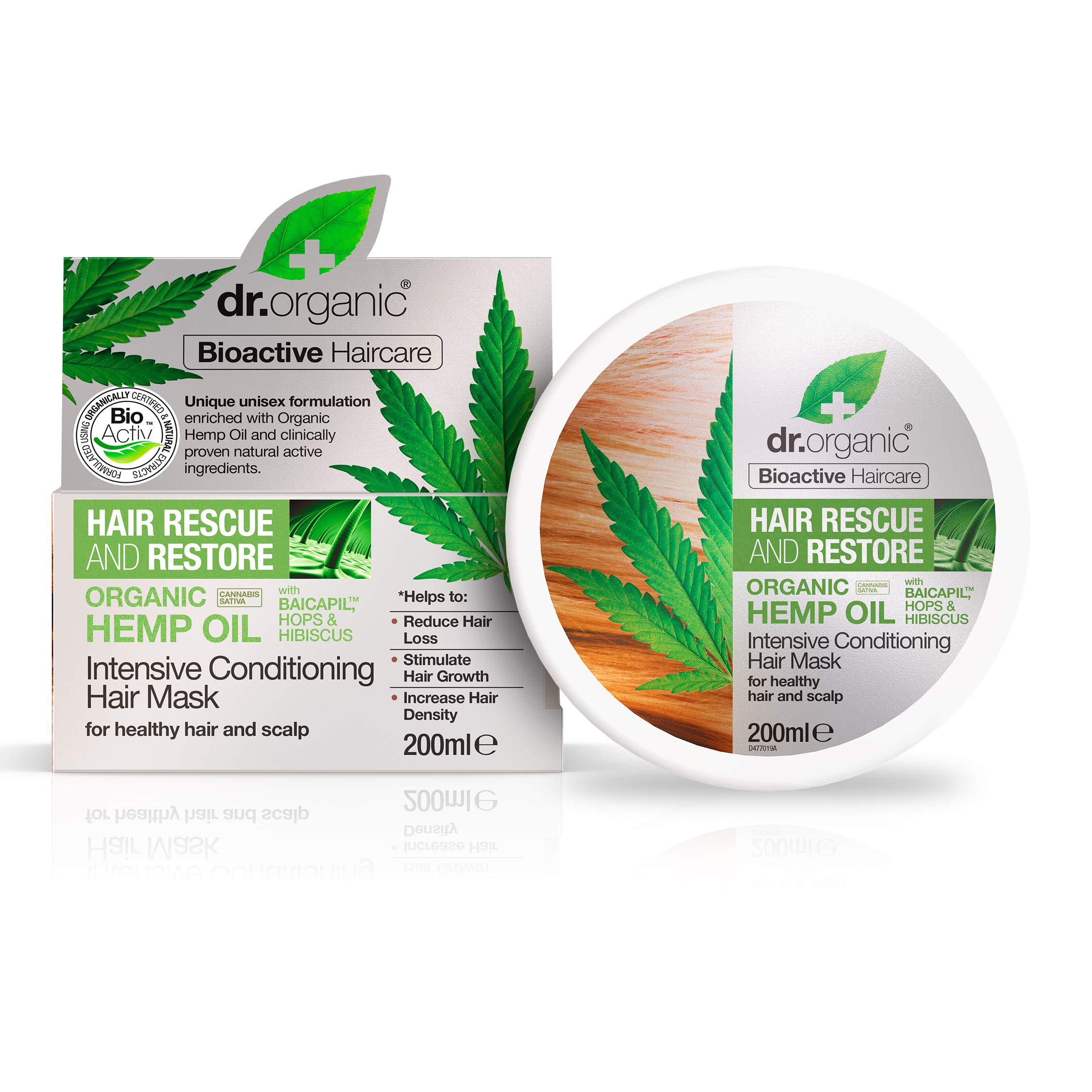 Dr Organic Hemp Hair Mask - Deep Conditioning Treatment for Dry & Damaged Hair - Natural Nourishment for Stronger, Healthier Hair - Perfect for Post-Color Care & Weekly Hair Repair