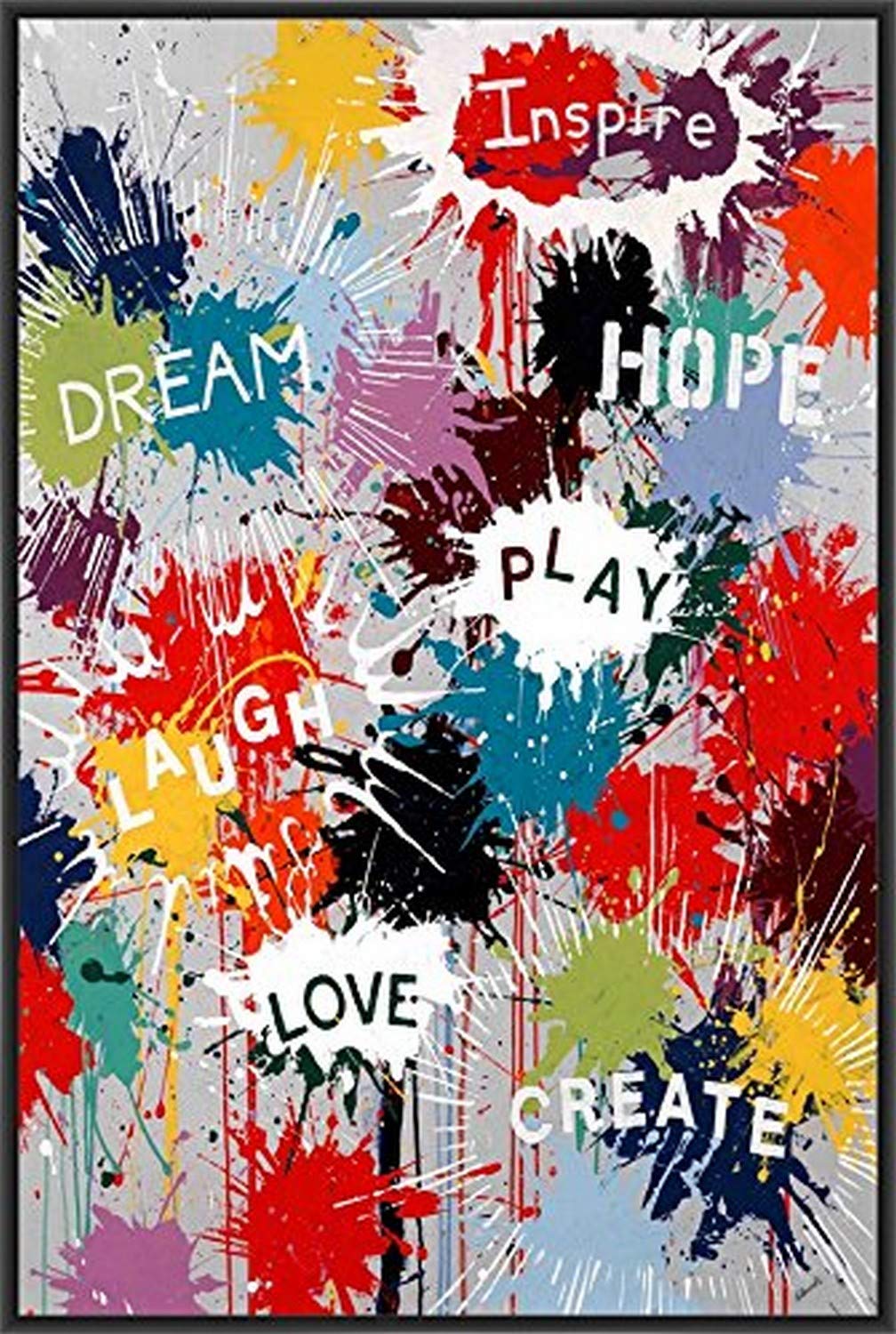 POPFINSPIRATION Canvas Wall Art - Black Modern Abstract Painting for Living Room, Bedroom & Office Decor
