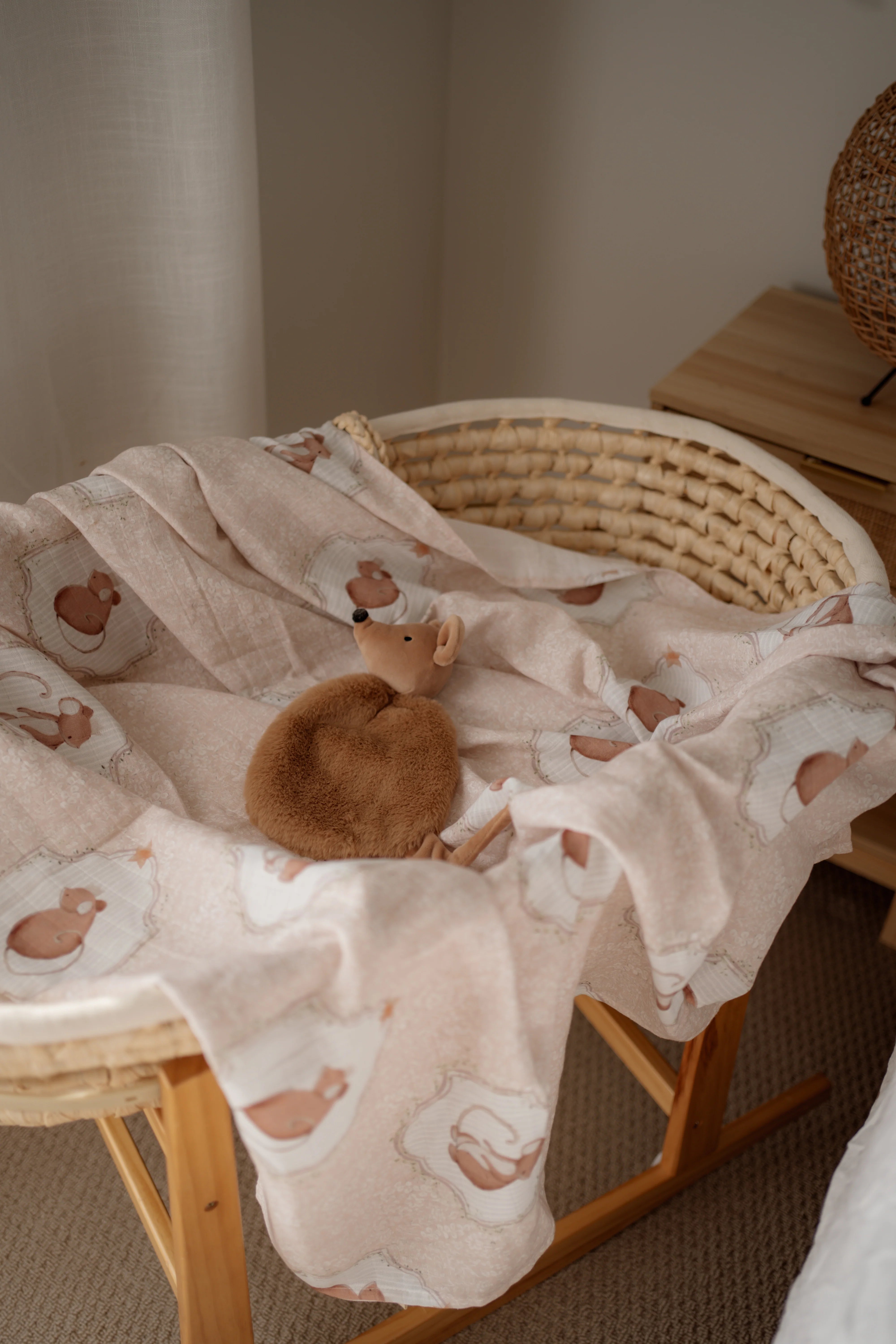 Organic Muslin Swaddle Blanket for Babies - Soft & Breathable Pop Ya Tot Swaddle Wrap with Sweet Squeak Toy - Perfect for Newborn Swaddling, Naptime & Photo Shoots