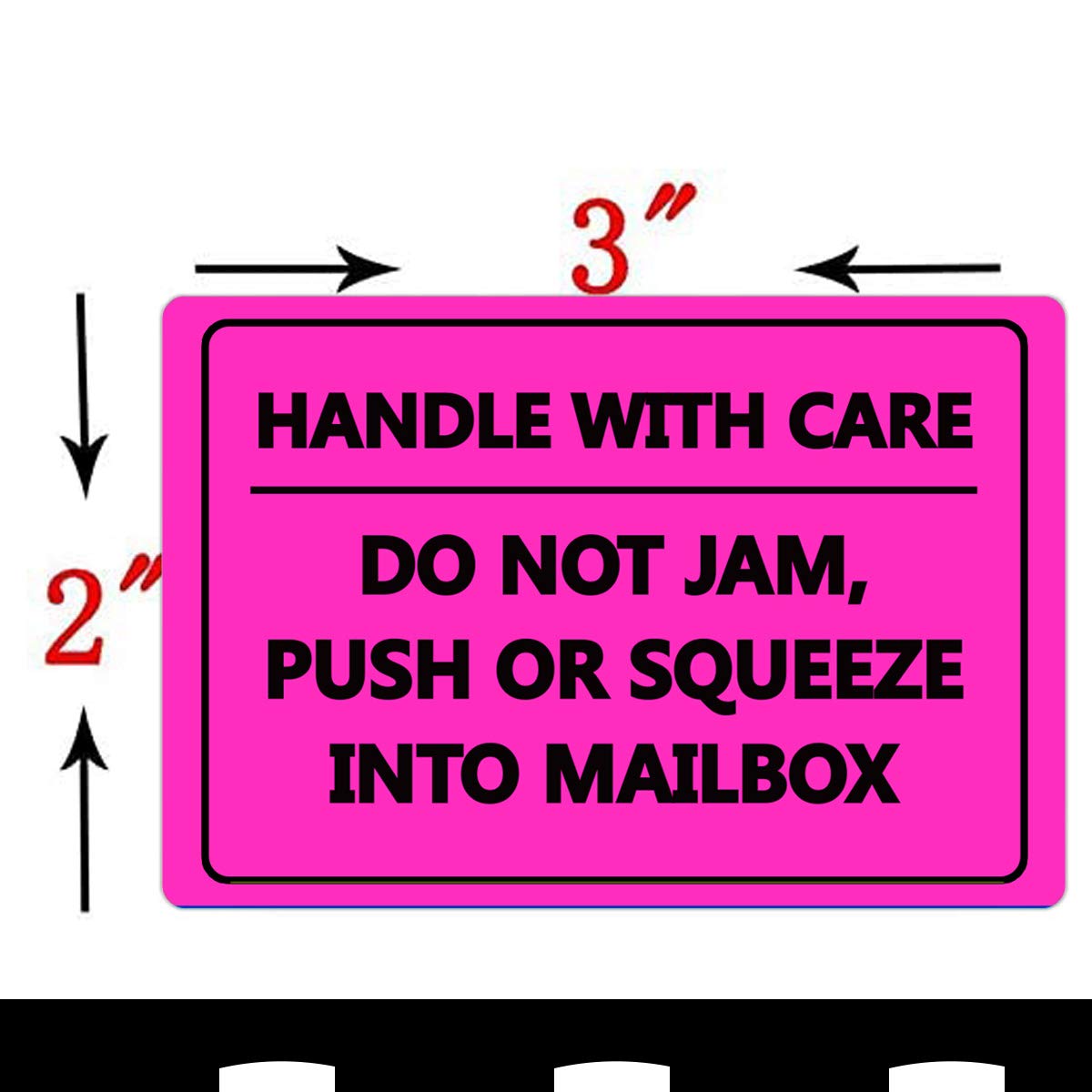 Fluorescent Pink 'Do Not Jam Push or Squeeze into Mailbox' Warning Stickers - 2x3 Inch Fragile Shipping Labels (250 Pack) - Perfect for Packages, Mailboxes & Delicate Item Protection