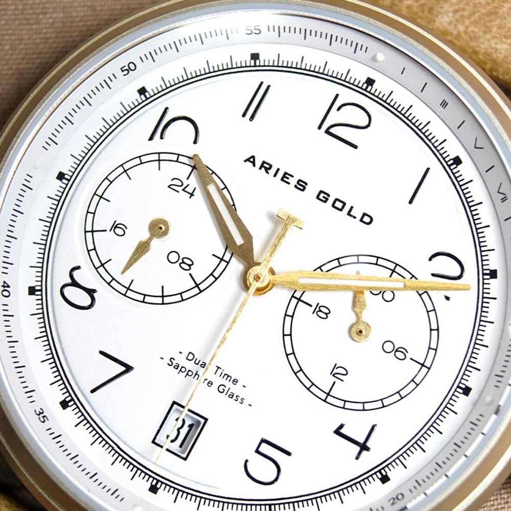 ARIES GOLD URBAN JOURNEY G 1025 Men's Brown Leather Strap Watch - Stylish Casual & Business Wear for Everyday Use
