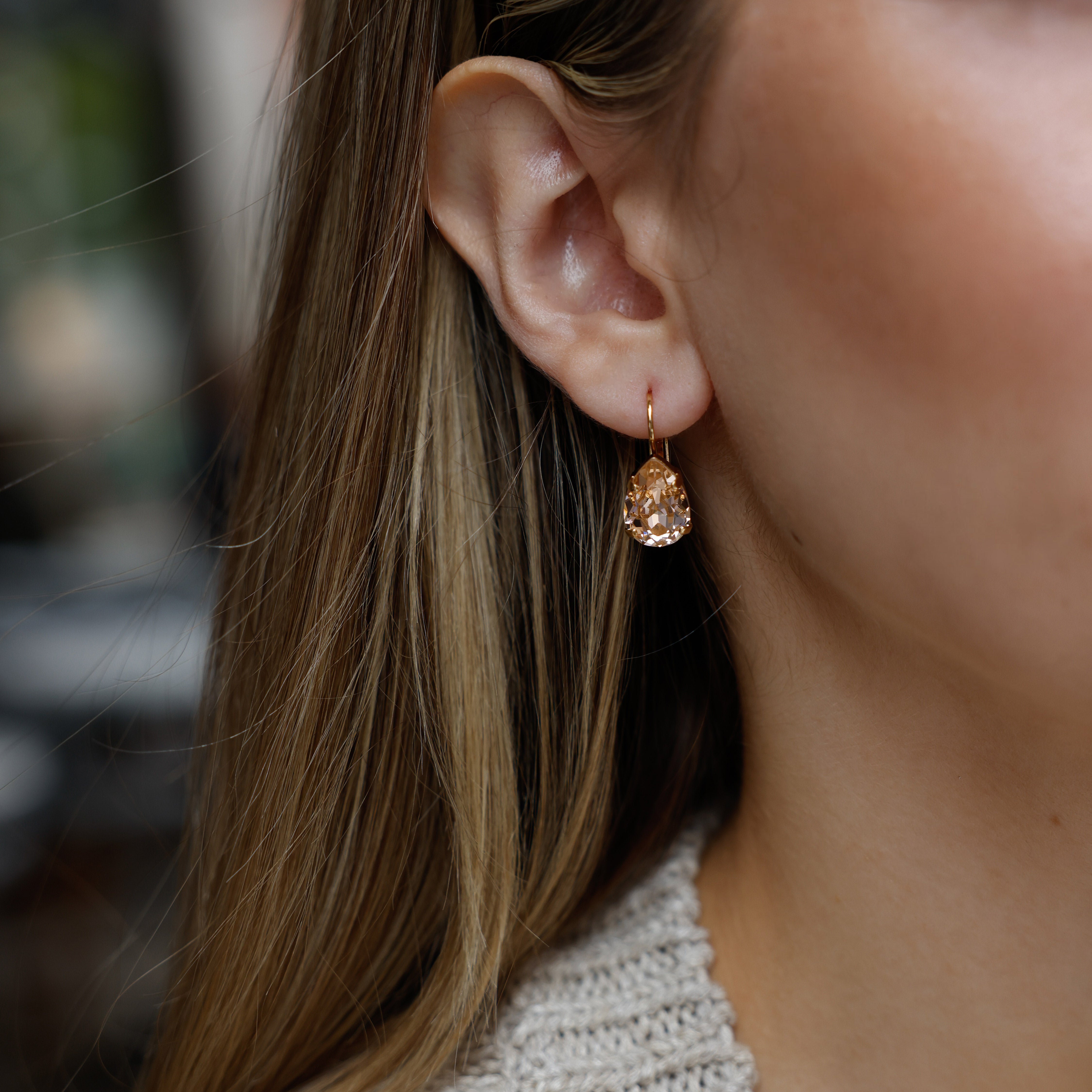 Mini Drop Clasp Earrings - Light Peach Color Dainty Jewelry for Women | Perfect for Weddings, Parties & Everyday Wear