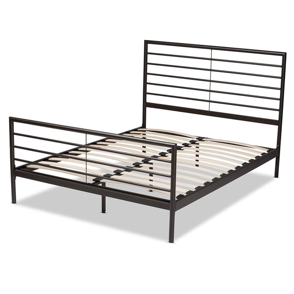 Industrial Black Metal Full Size Platform Bed Frame - Modern Minimalist Studio Alva Design for Bedroom, Guest Room & Dormitory