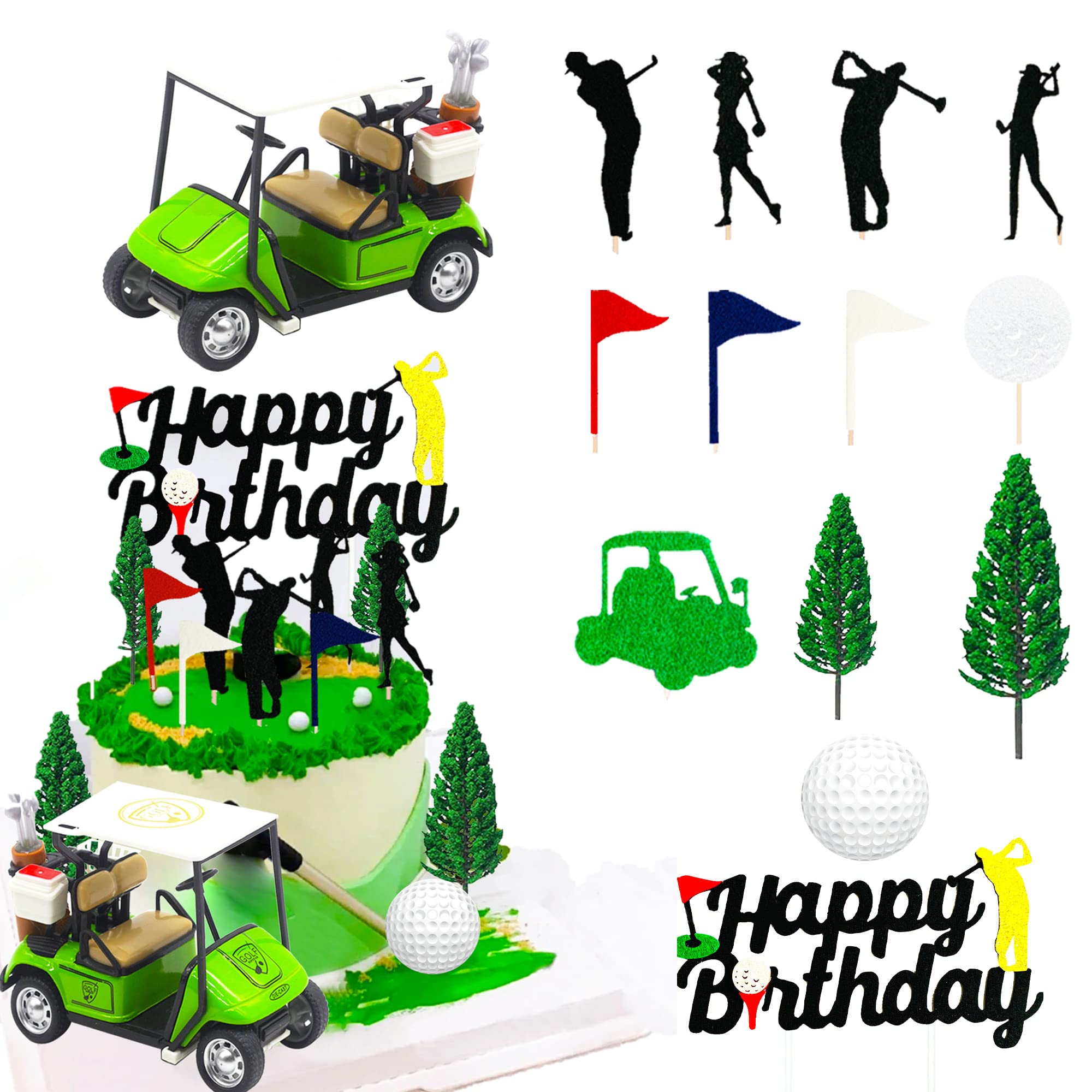 Golf Cake Topper - Heading for the Green Golf Themed Cake Decorations | Golf Party Supplies & Birthday Decorations for Golf Lovers | Perfect for Golf-Themed Parties, Birthdays & Celebrations