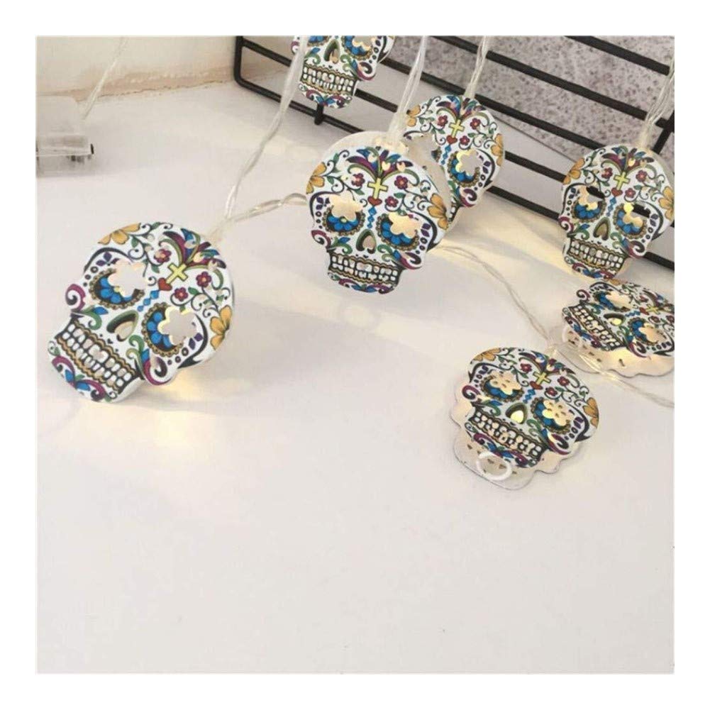 ZBM Halloween Skeleton LED Light String - 10 Battery Operated Grimace Lights for Easter, Party & Home Decor - Spooky Indoor/Outdoor Fairy Lights for Halloween, Garden, and Festive Celebrations