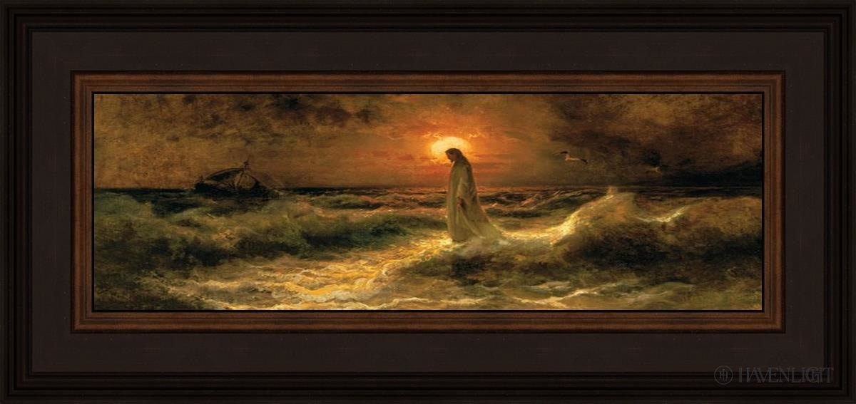 Christ Walking On The Water - Religious Wall Art Decor for Home, Church & Office - Inspirational Christian Painting for Faith-Based Interiors