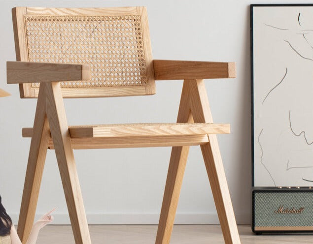 Premium PENELOPE Rattan Dining Chair - Solid Wood Frame, 3 Color Options - Perfect for Indoor/Outdoor Dining, Patio, Garden & Boho Home Decor