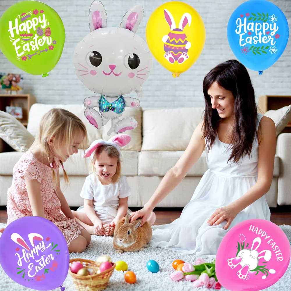 35Pcs Happy Easter Balloons Decorations - Spring Bunny Latex Balloons for Easter Party, Birthday & Spring Decor - Easter Egg Hunt, Garden Party & Home Decoration Supplies